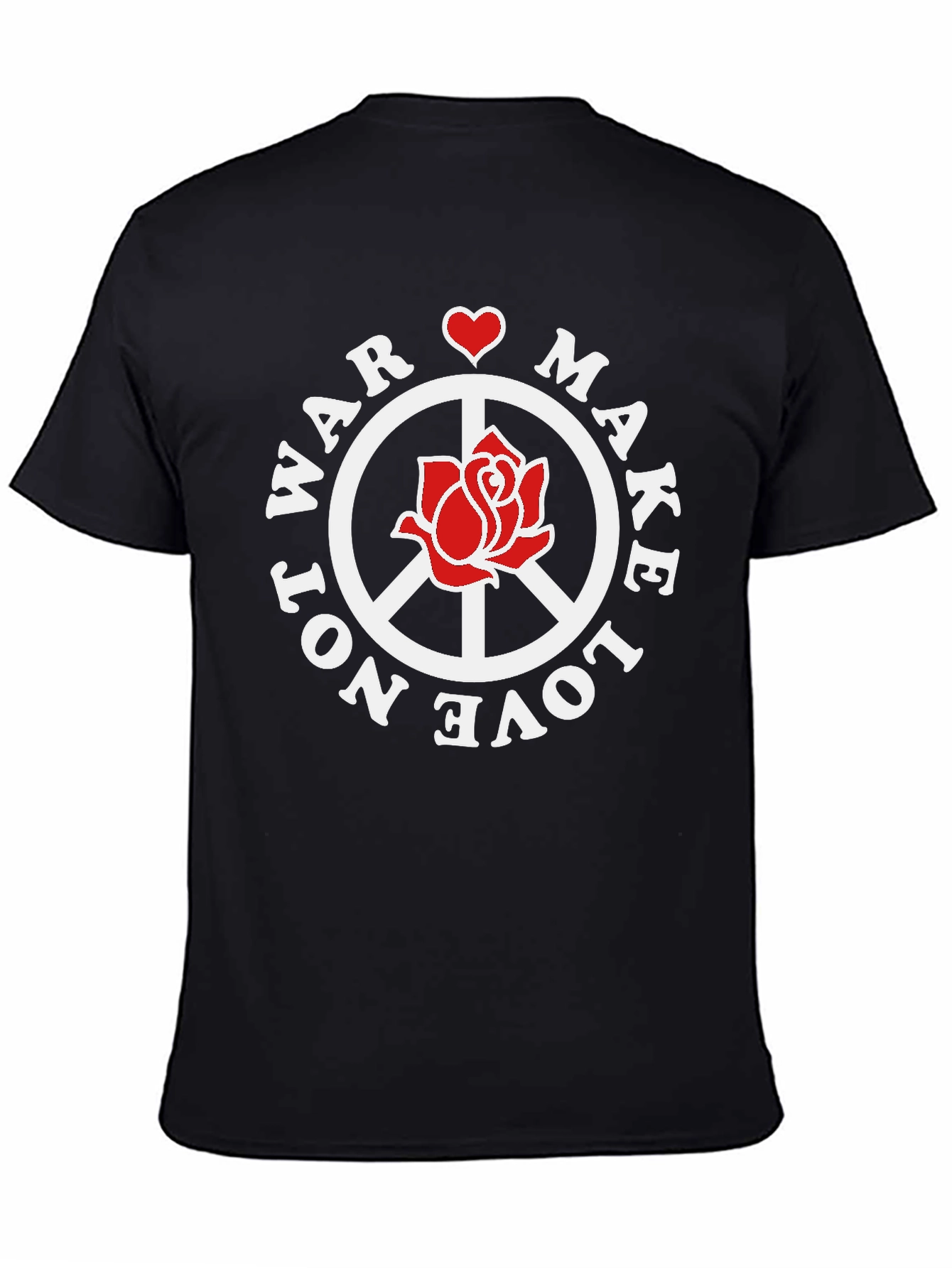 Make Love Not War T-Shirt Peace Sign Rose Graphic