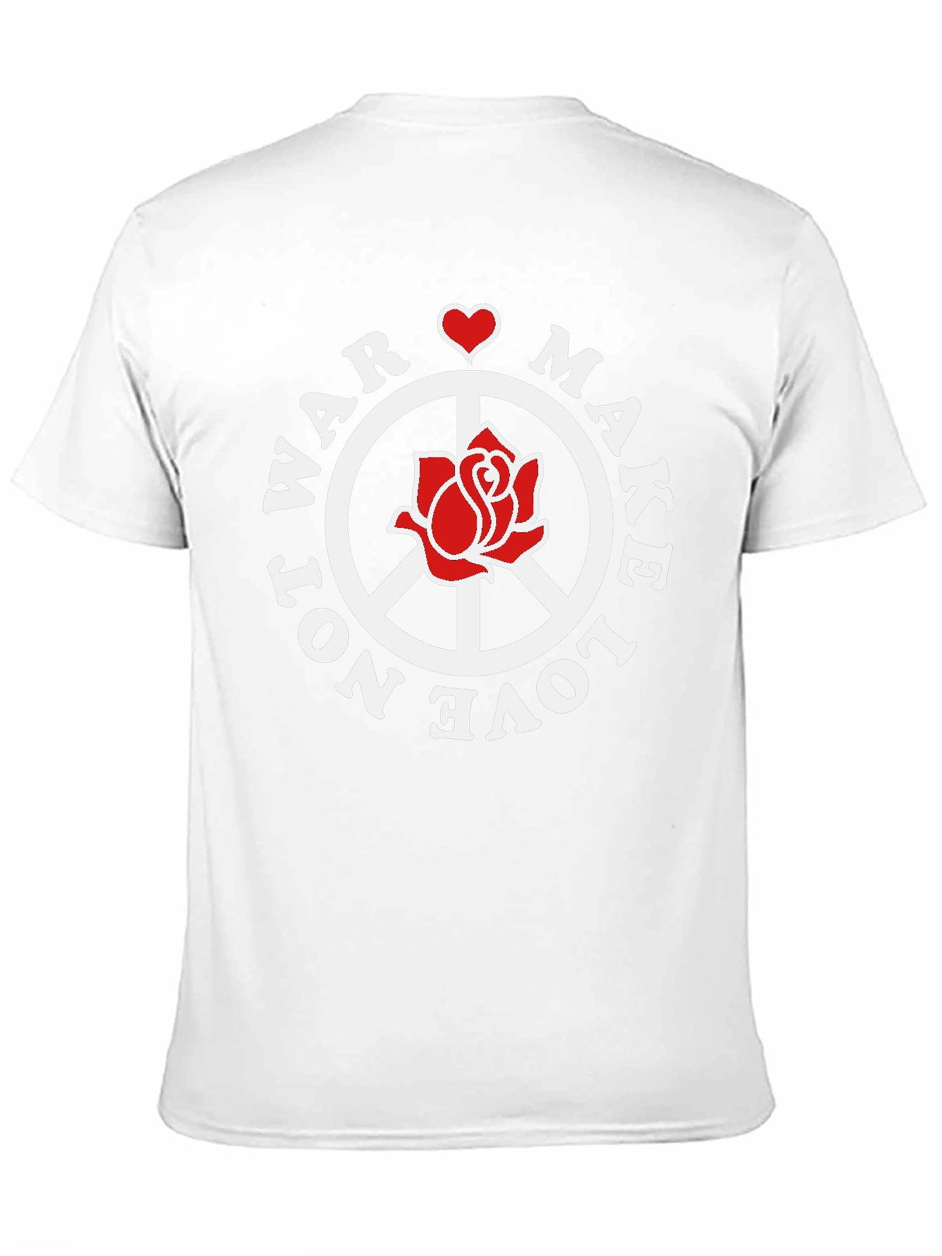 Make Love Not War T-Shirt Peace Sign Rose Graphic