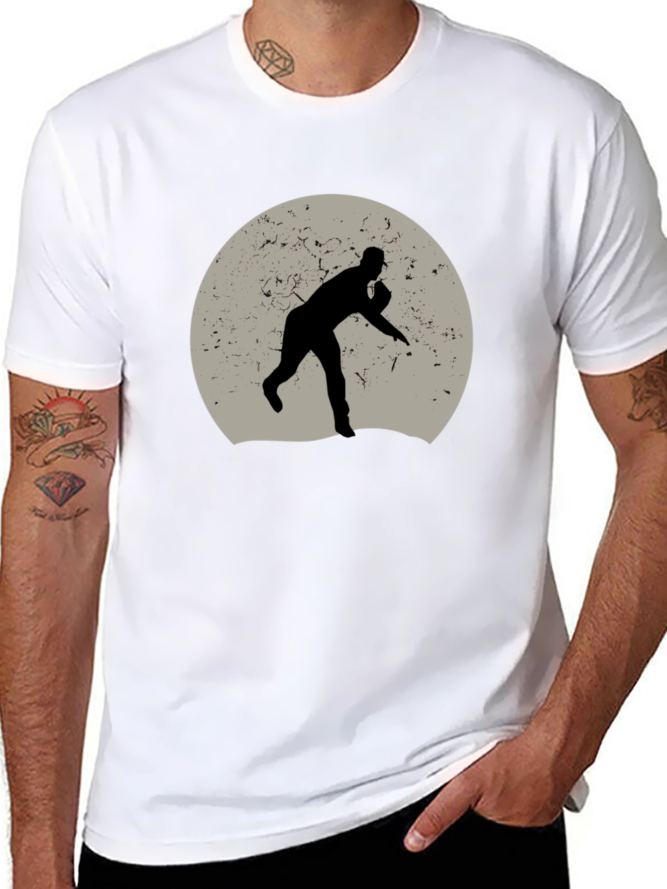 Baseball Pitcher Graphic Tee - Black
