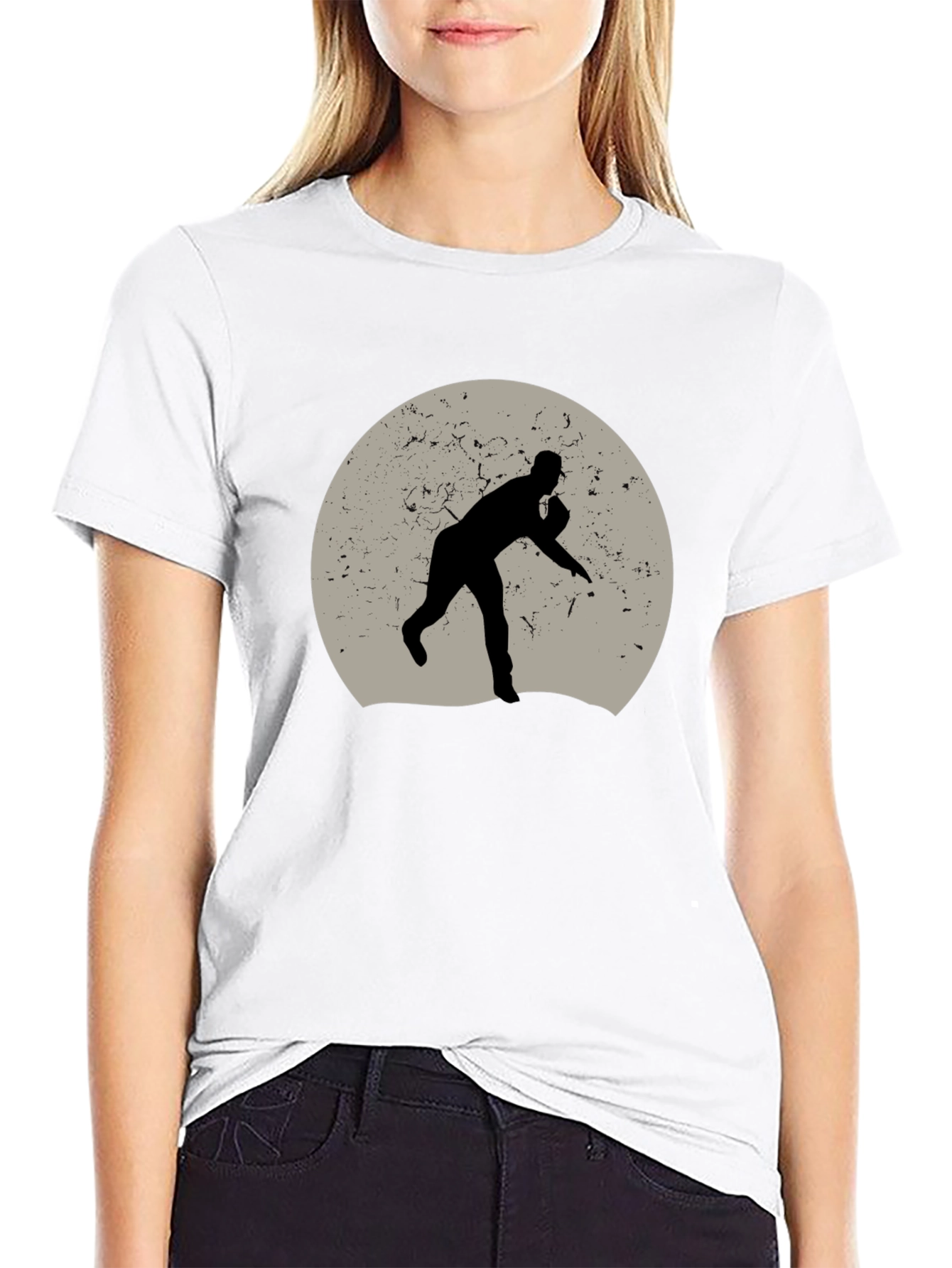 Baseball Pitcher Graphic Tee - Black