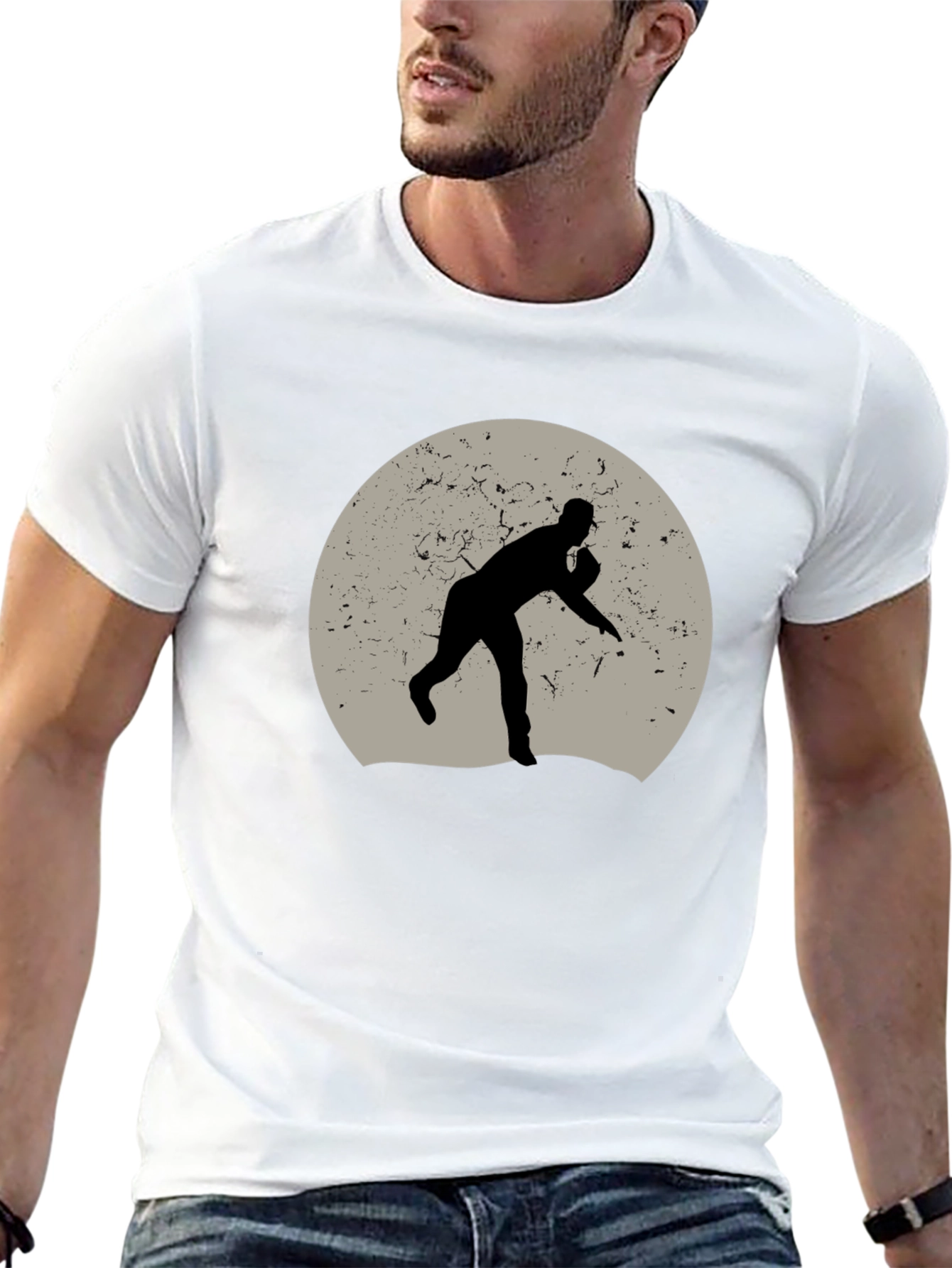 Baseball Pitcher Graphic Tee - Black