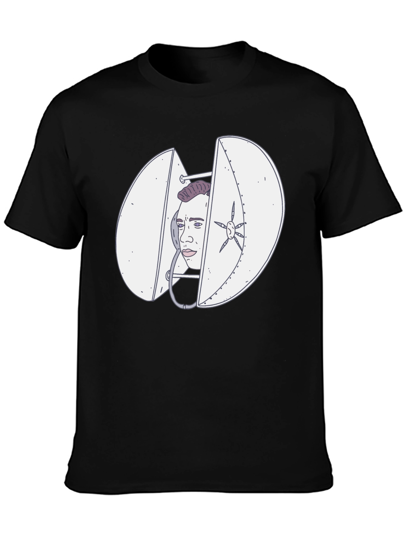Quirky Black T-Shirt with Funny Illustration
