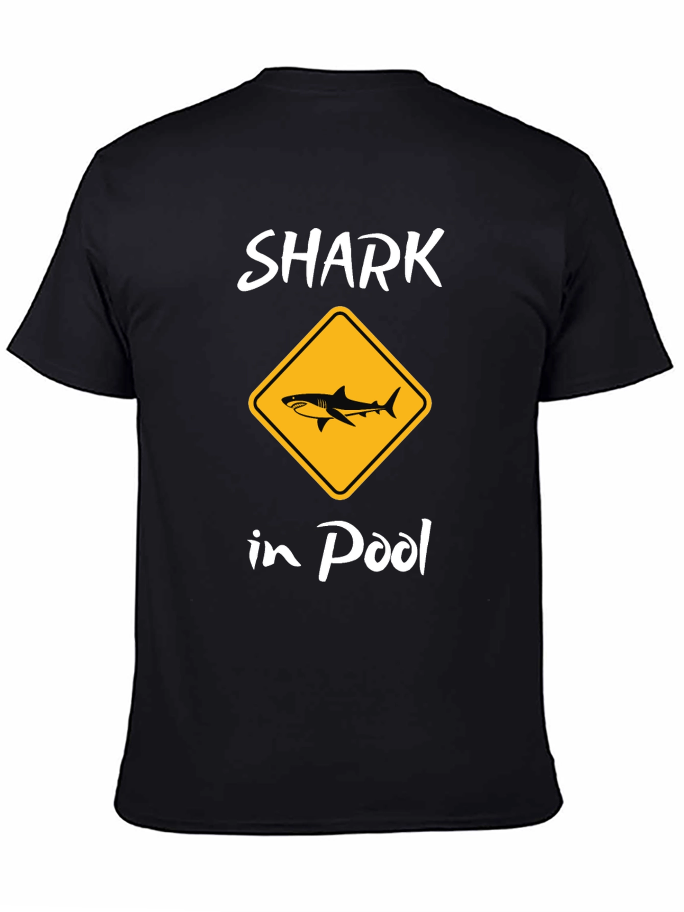 Shark in Pool Black Graphic T-Shirt