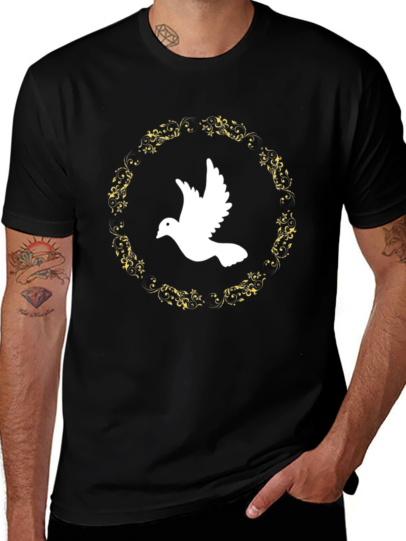 Dove Peace T-Shirt - Black Graphic Tee