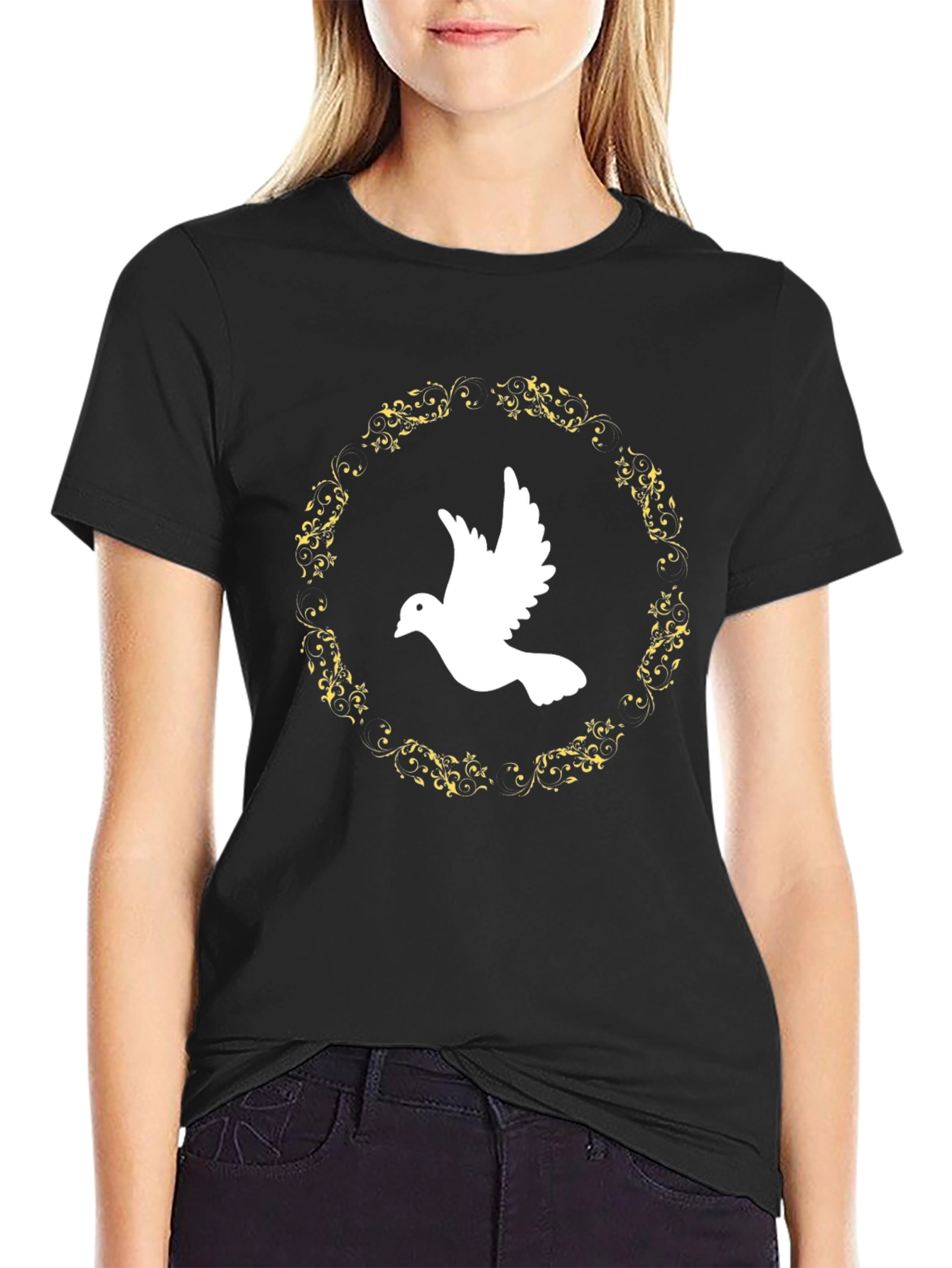 Dove Peace T-Shirt - Black Graphic Tee