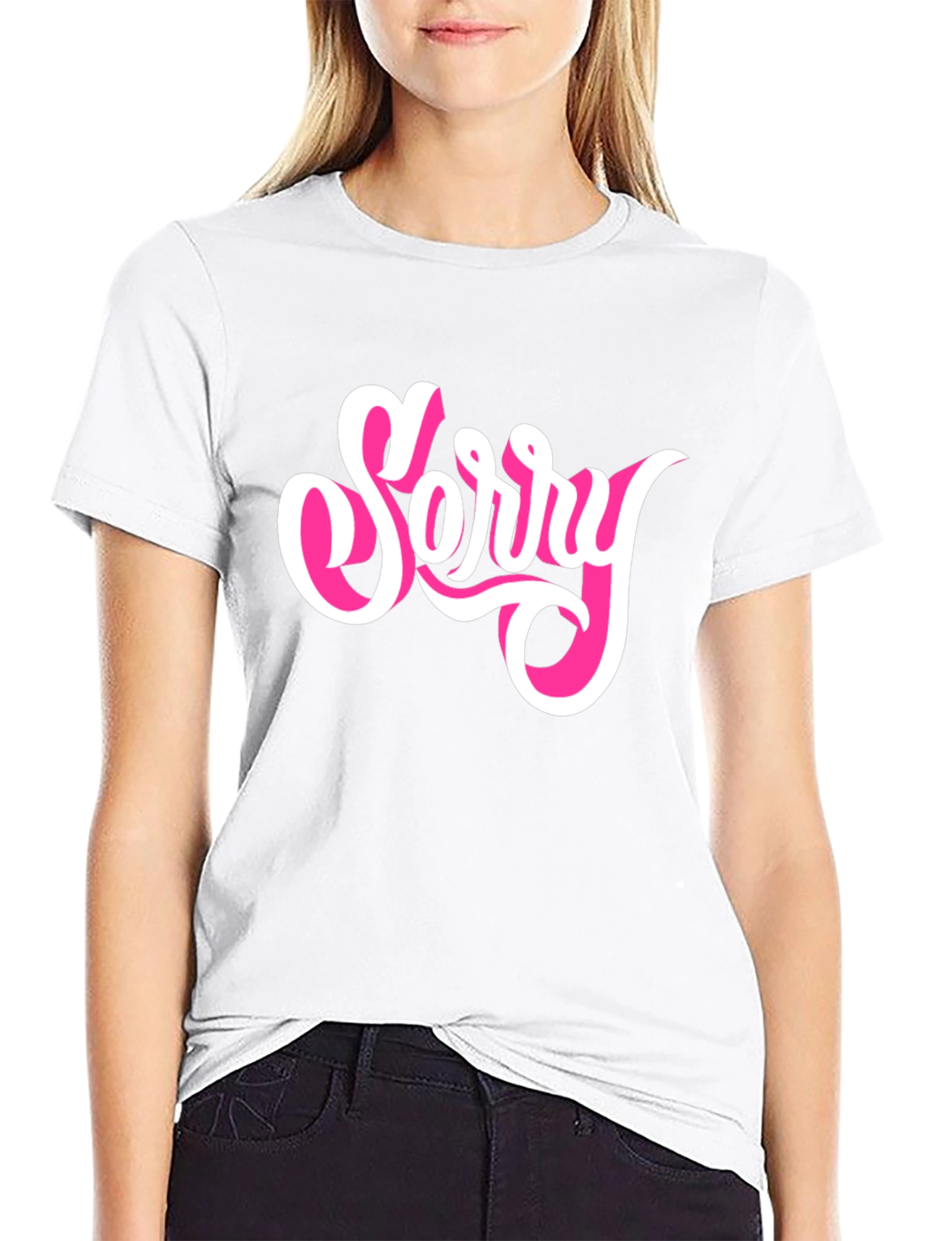 Sorry Graphic Tee - Black Cotton Blend