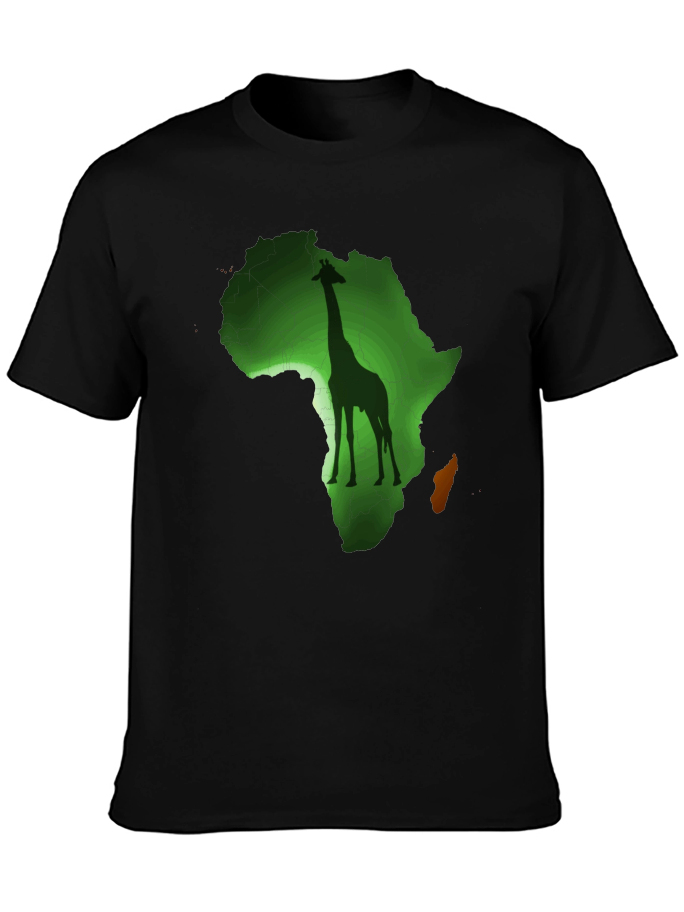 Africa Giraffe Graphic Print Black T-Shirt
