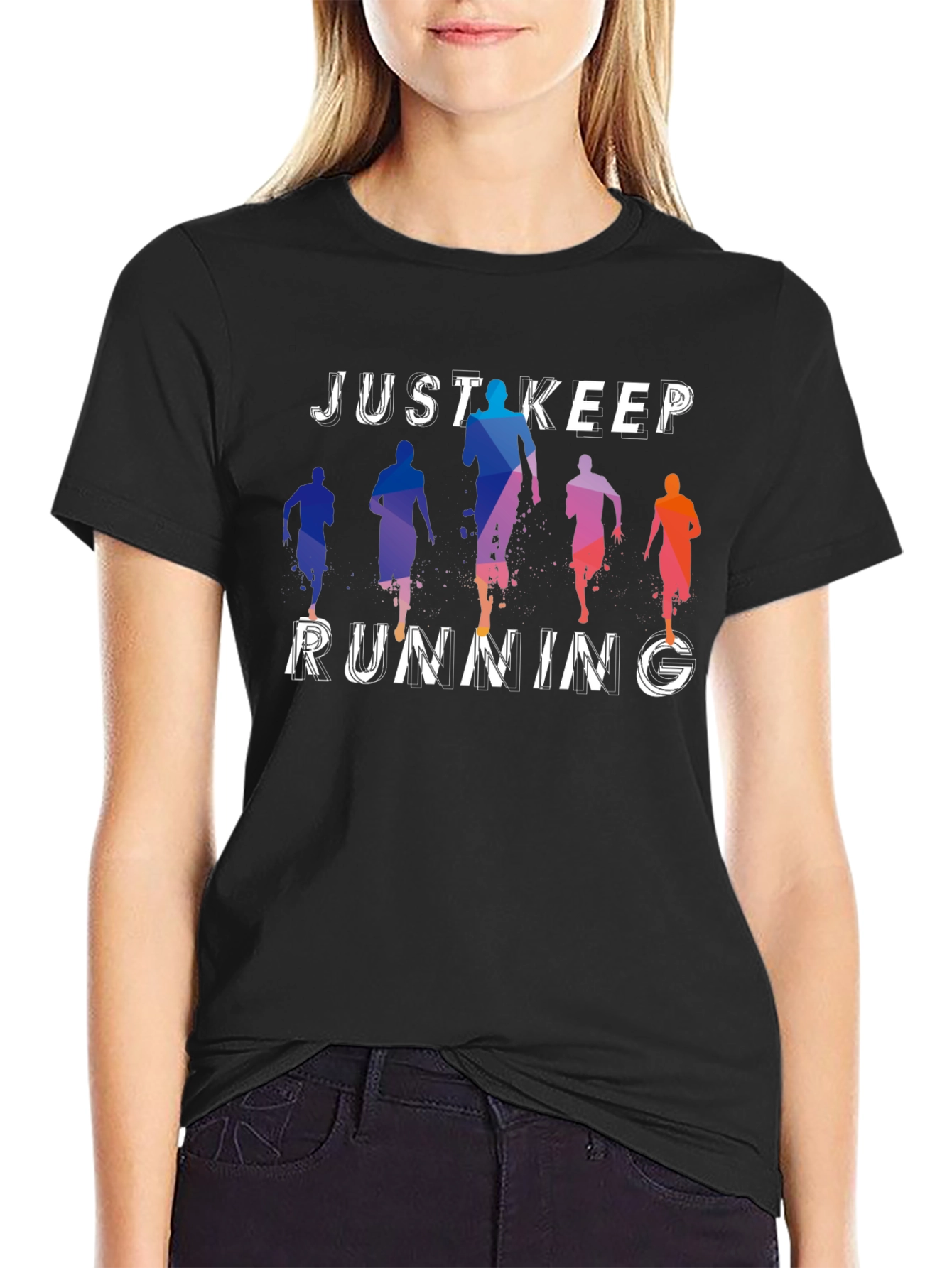 Just Keep Running Graphic Tee - Mens Black T-Shirt