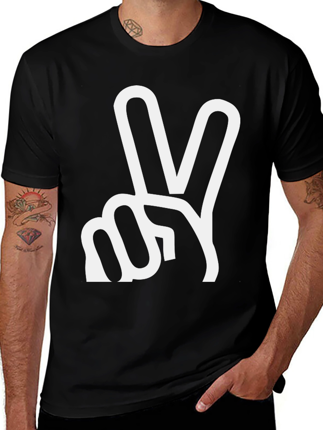 Peace Sign Graphic T-Shirt - Black