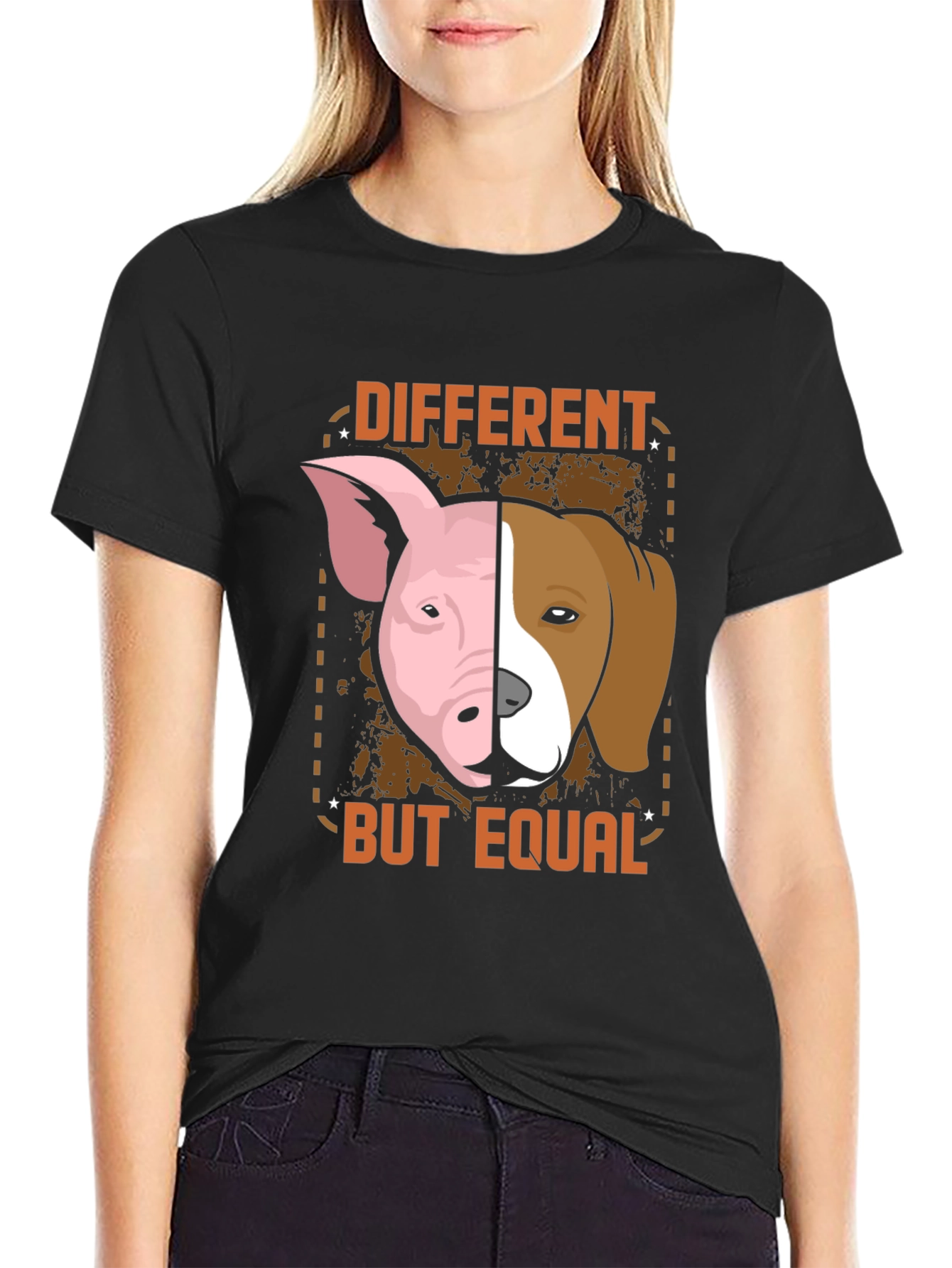 Different But Equal T-Shirt - Pig Dog Graphic Tee