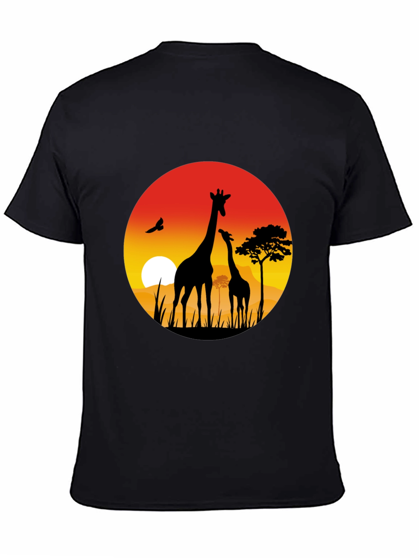 African Sunset Giraffe Graphic T-Shirt