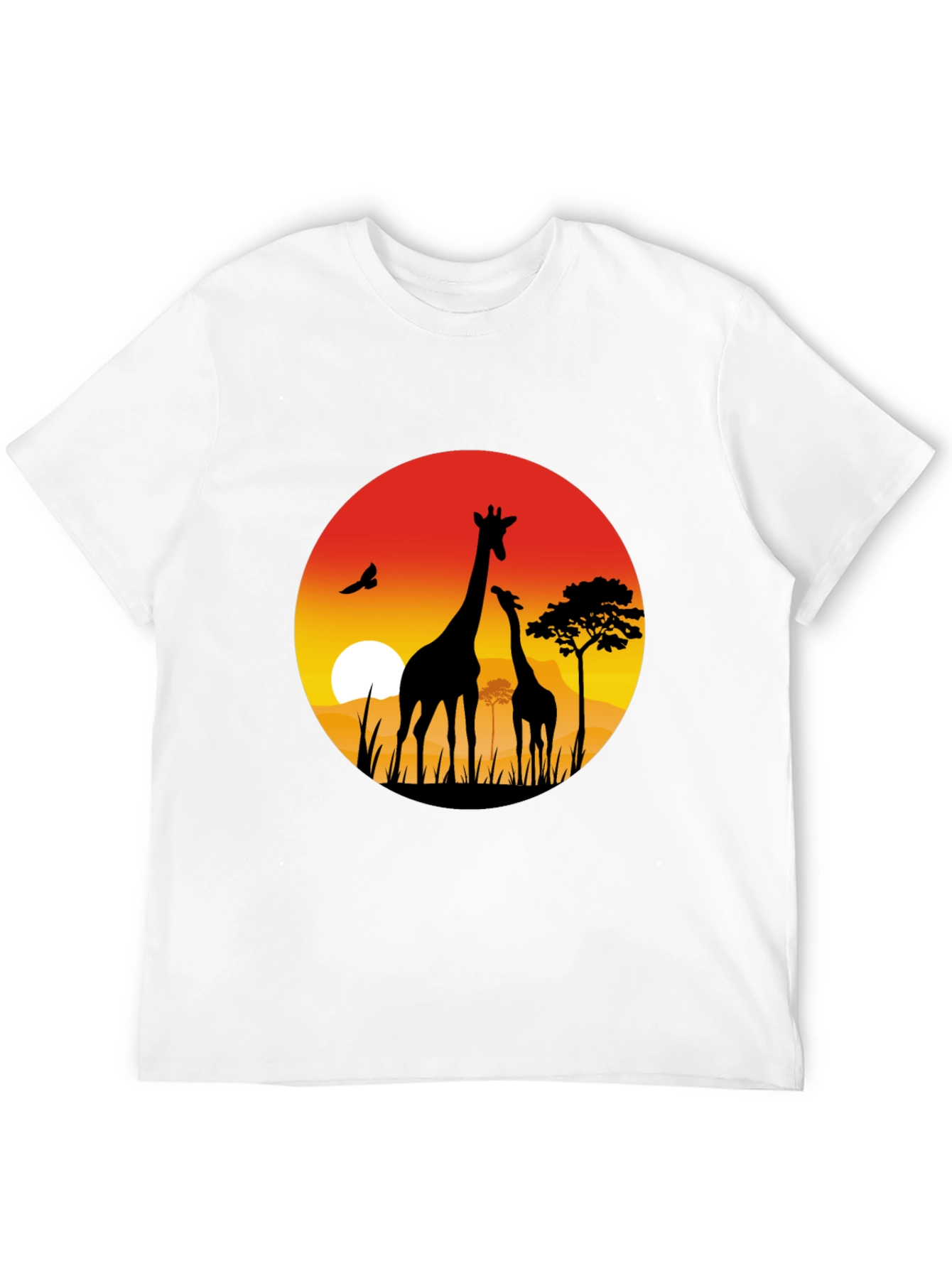 African Sunset Giraffe Graphic T-Shirt