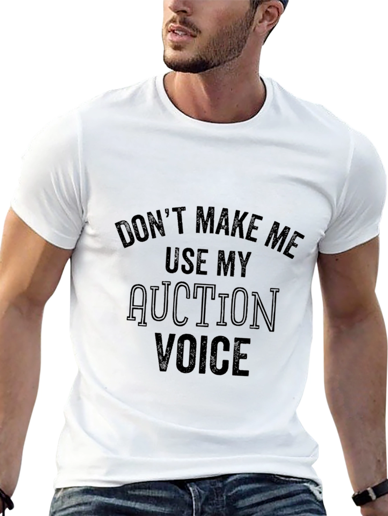 Auction Voice Black T-Shirt - Funny Slogan Tee