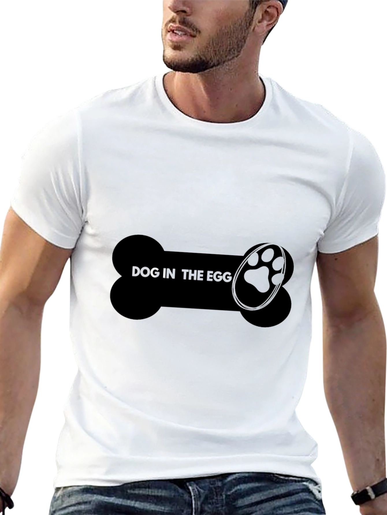 Dog In The Egg Graphic Black T-Shirt