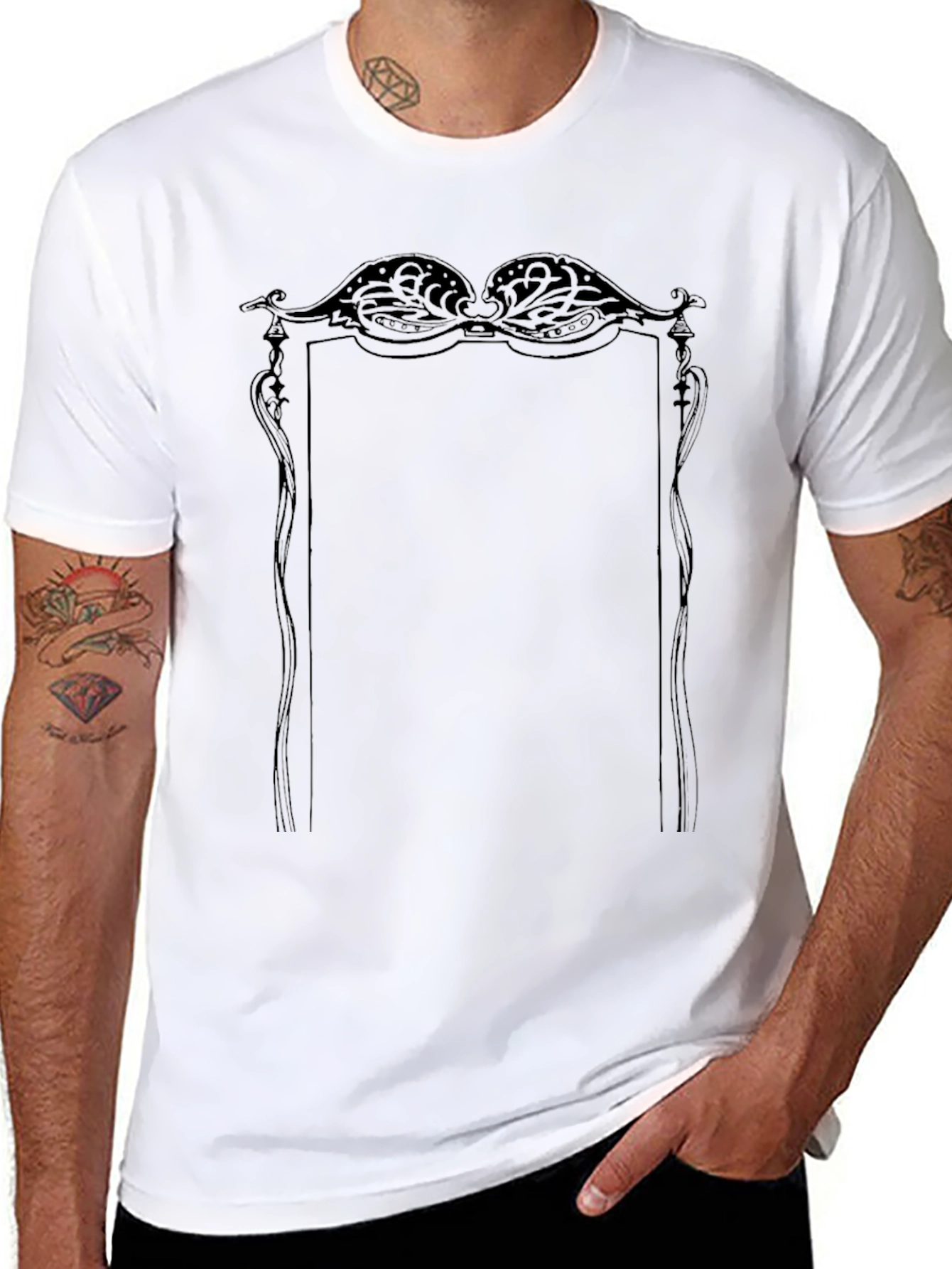 Ornate Frame Graphic Tee - Classic Style