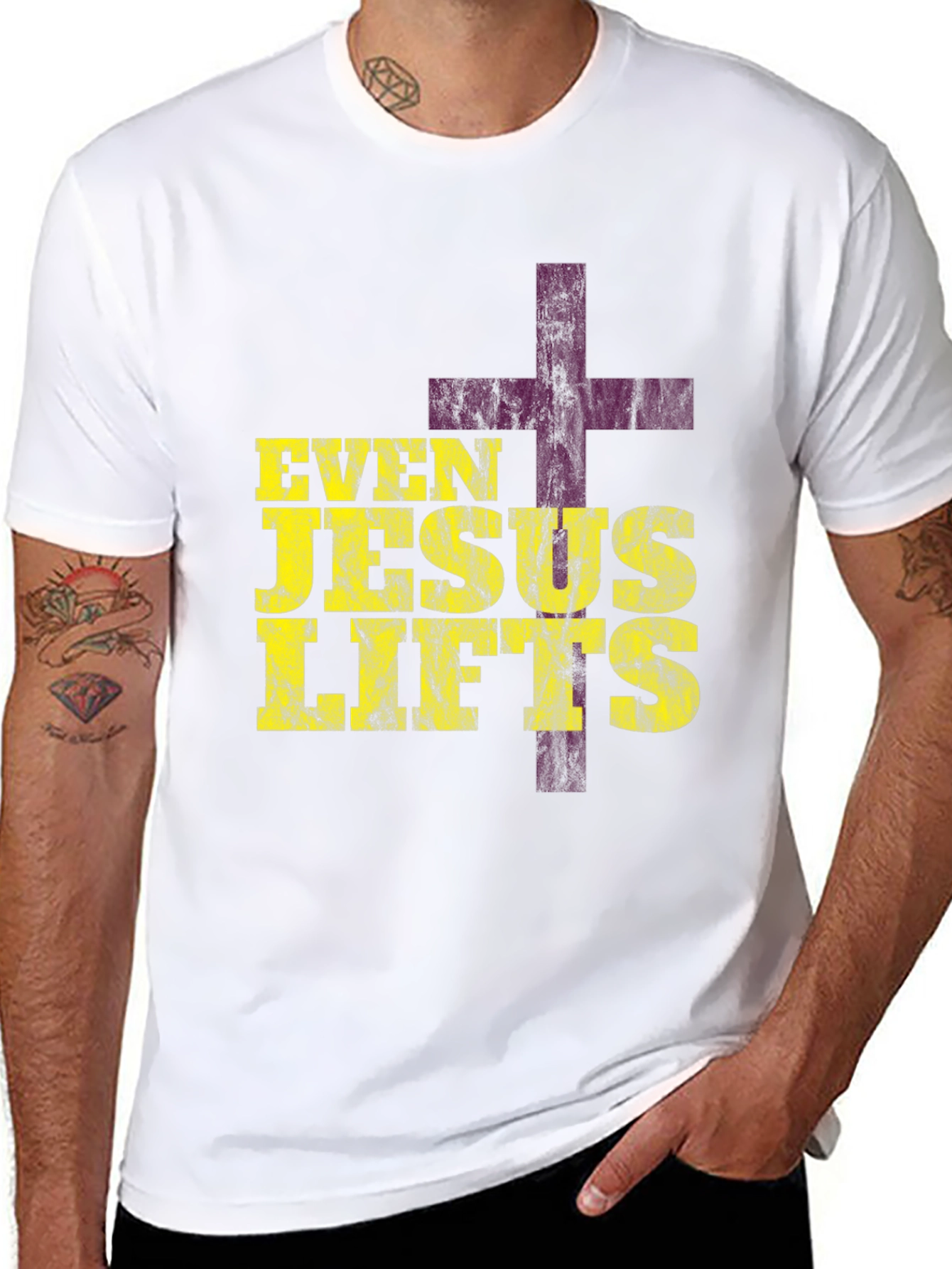 Even Jesus Lifts Graphic T-Shirt - Christian Fitness Apparel