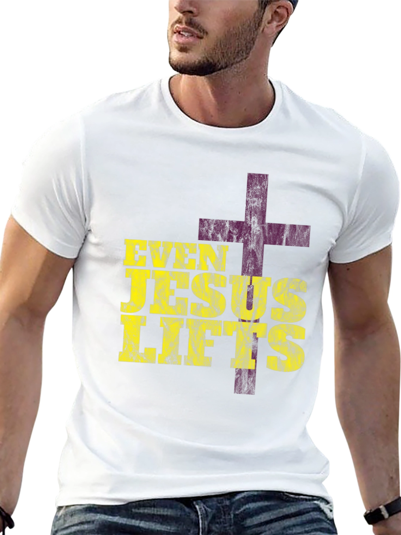 Even Jesus Lifts Graphic T-Shirt - Christian Fitness Apparel