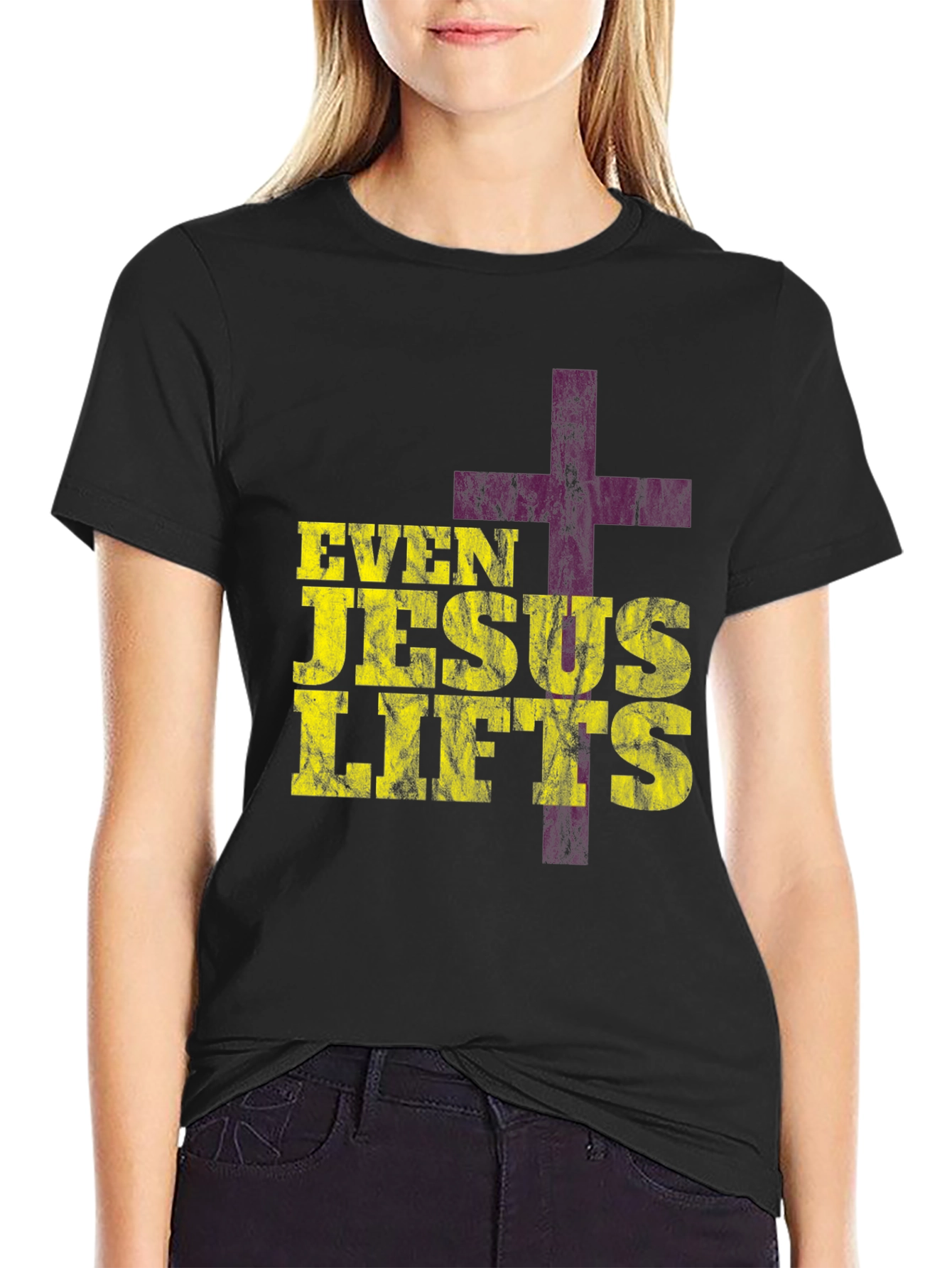 Even Jesus Lifts Graphic T-Shirt - Christian Fitness Apparel