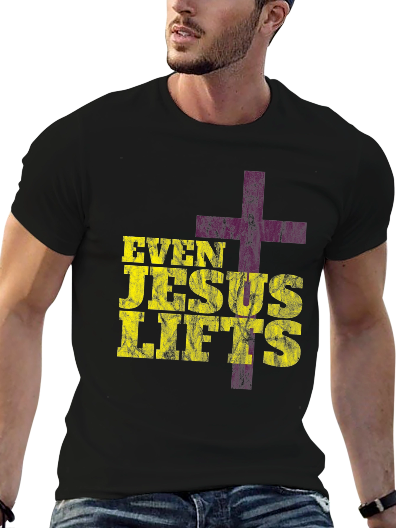 Even Jesus Lifts Graphic T-Shirt - Christian Fitness Apparel