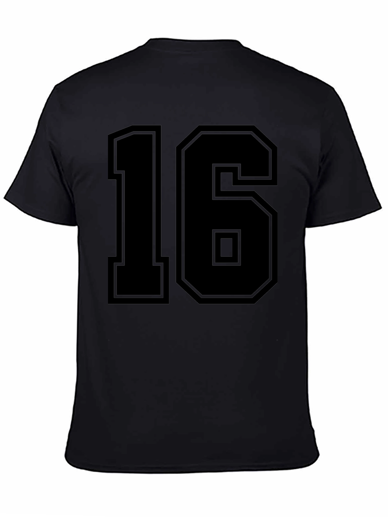 Varsity Number 16 Graphic Tee - Black