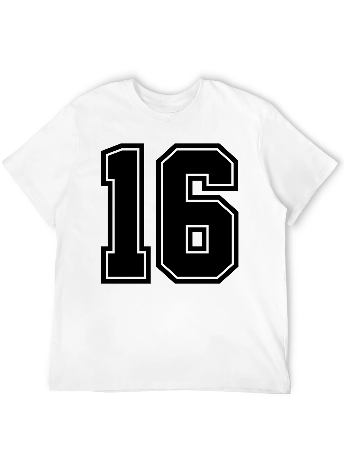 Varsity Number 16 Graphic Tee - Black
