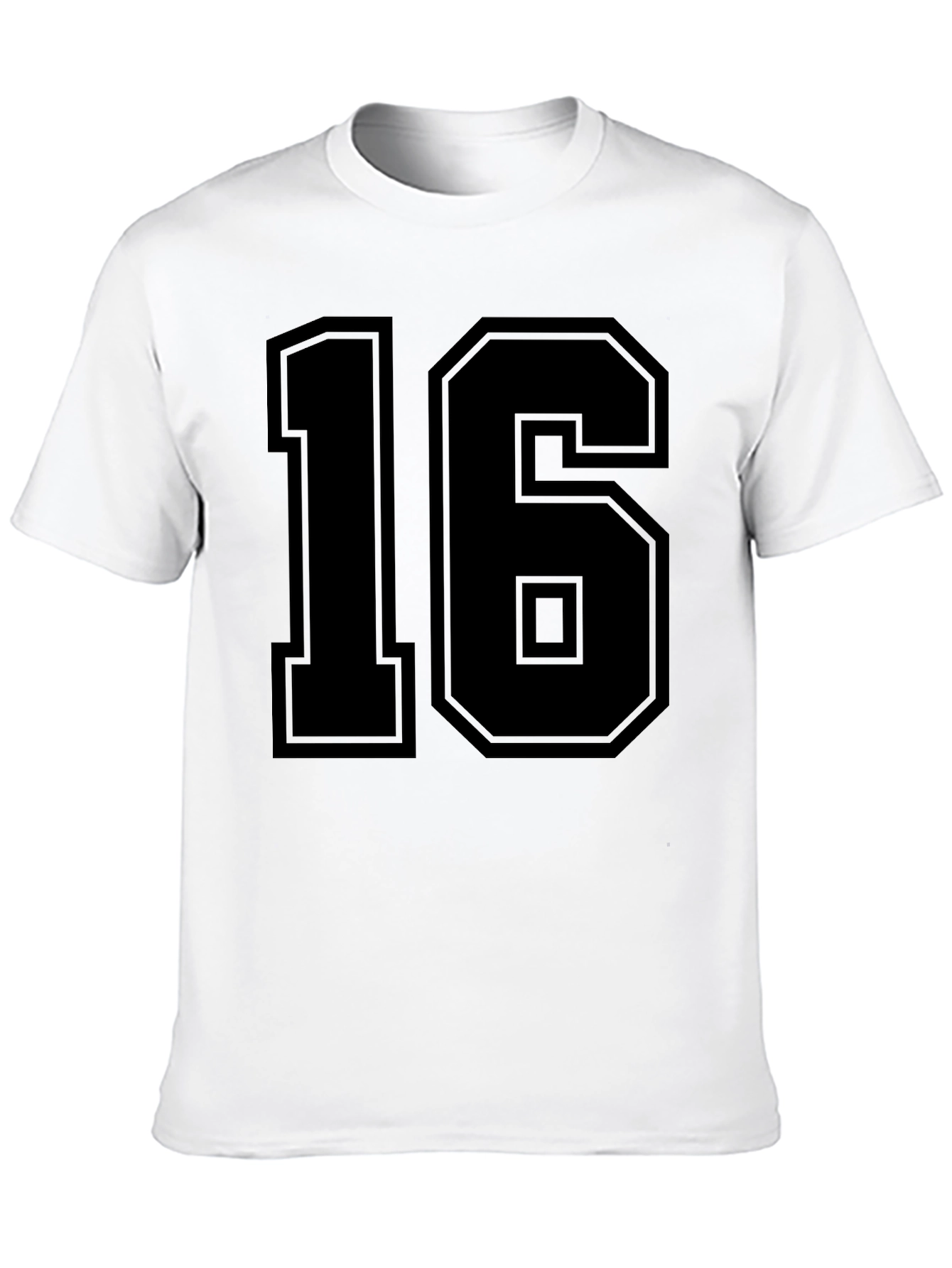 Varsity Number 16 Graphic Tee - Black