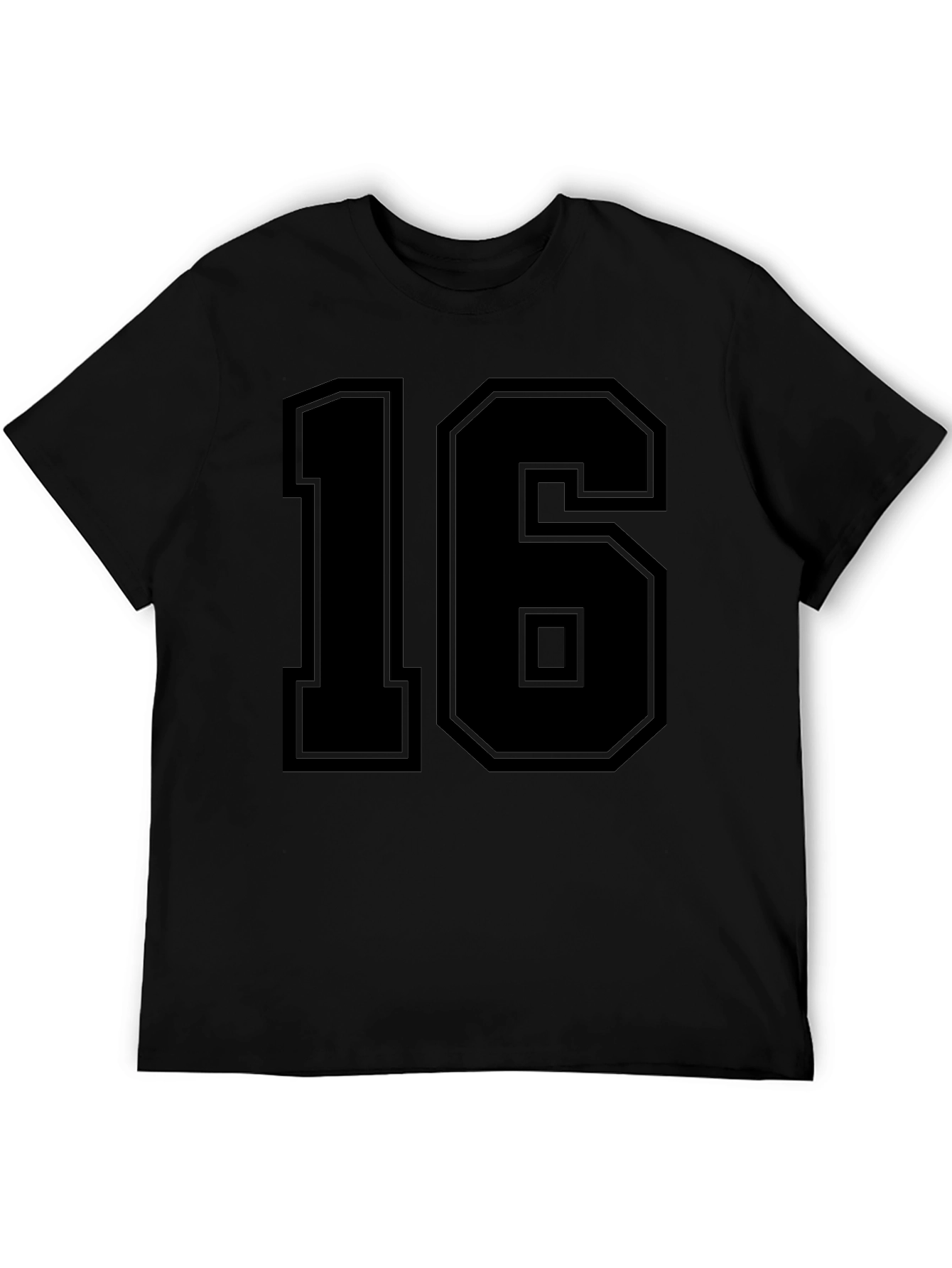 Varsity Number 16 Graphic Tee - Black