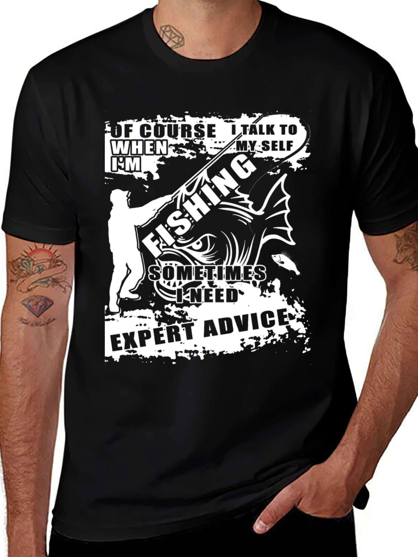 Funny Fishing Expert Advice Black T-Shirt