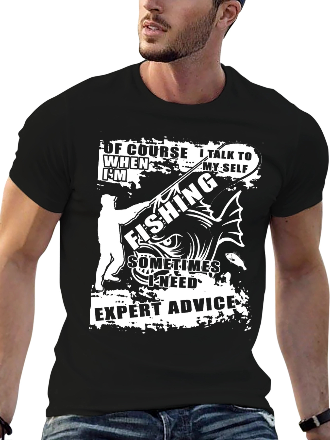 Funny Fishing Expert Advice Black T-Shirt