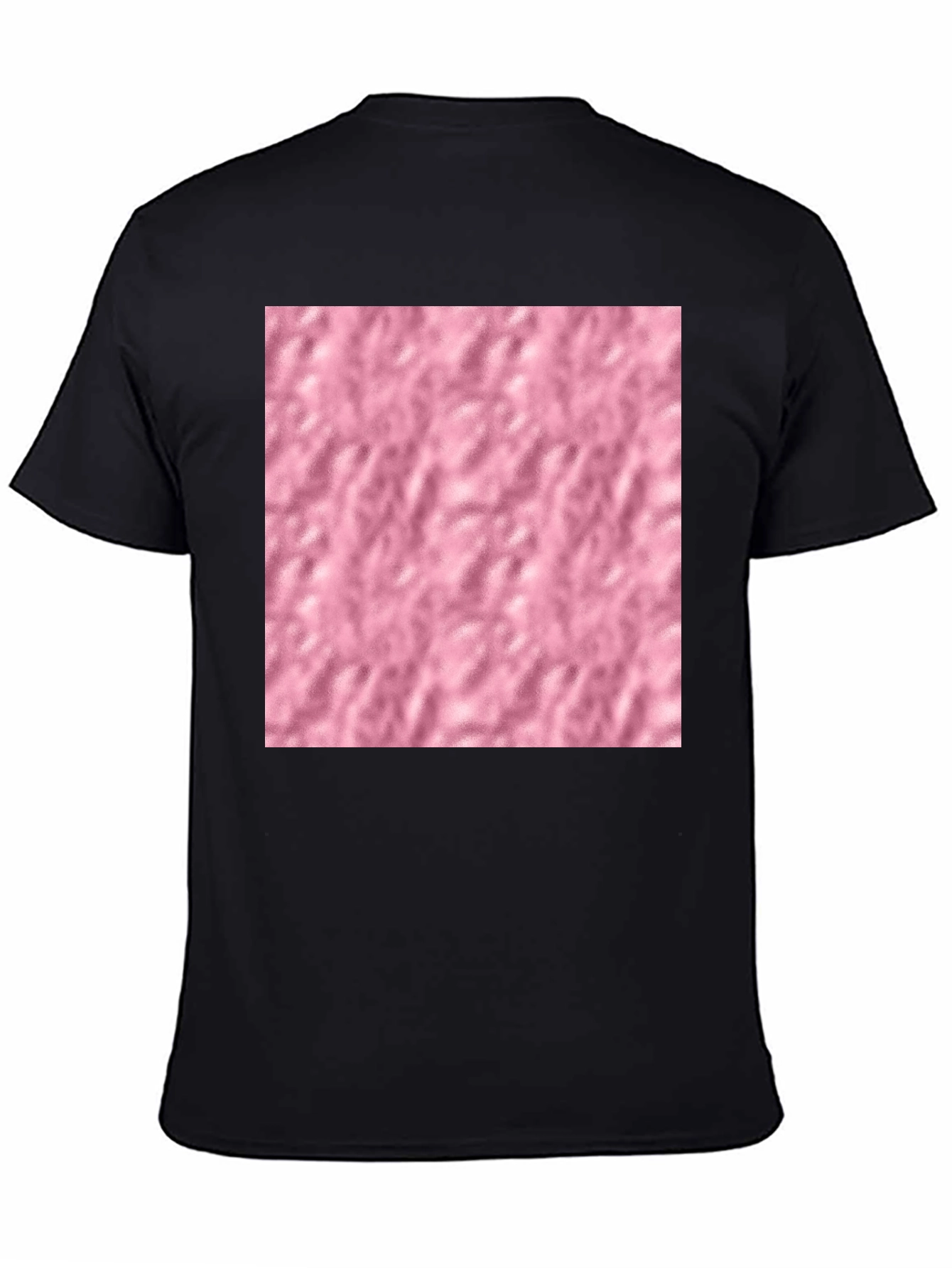 Black Cotton Blend T-Shirt with Pink Textured Print