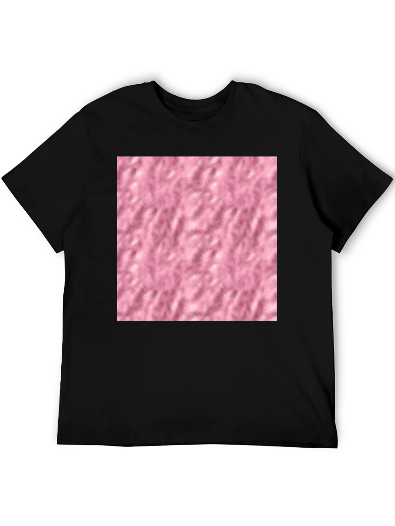 Black Cotton Blend T-Shirt with Pink Textured Print