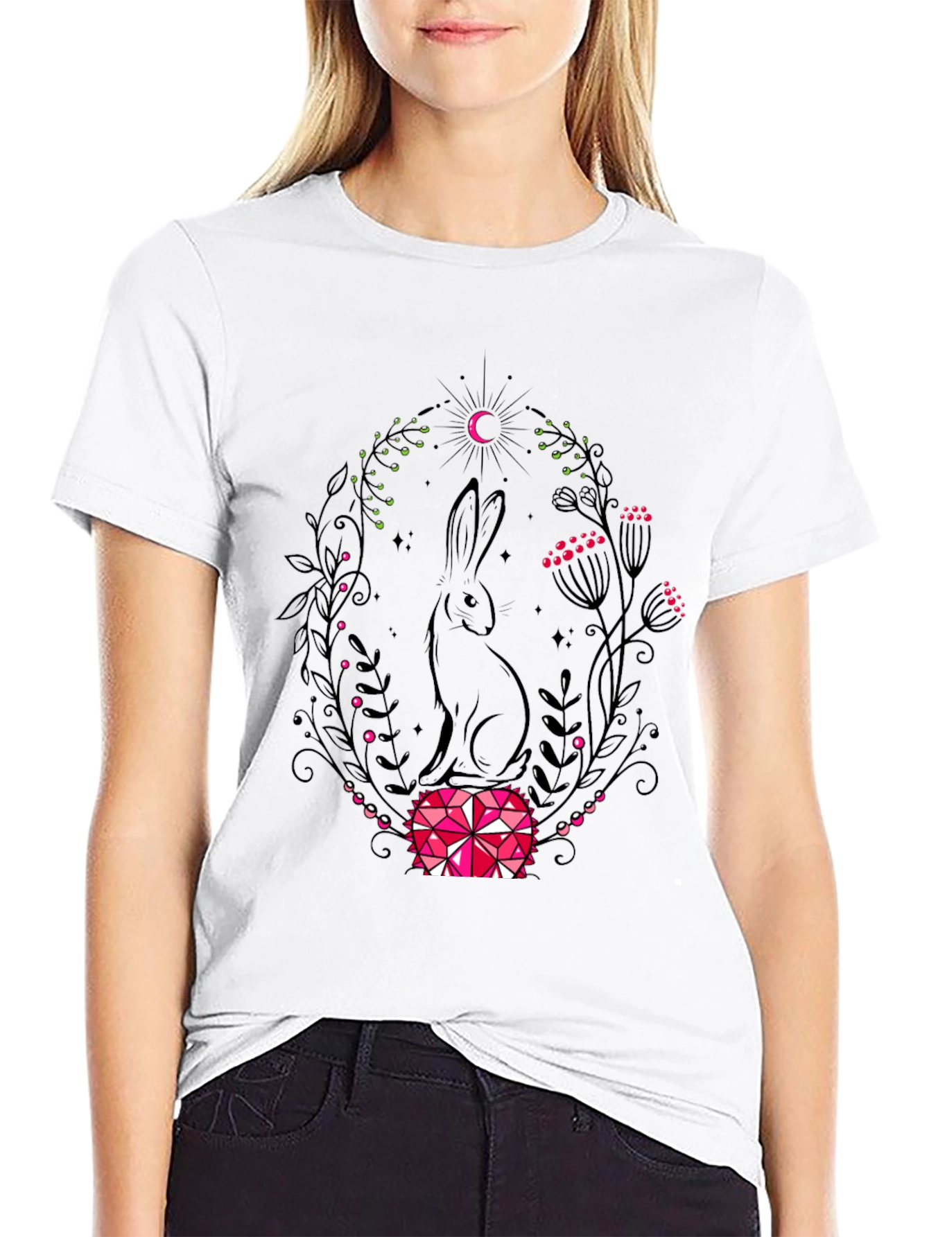 Rabbit & Moon Graphic Tee - Black