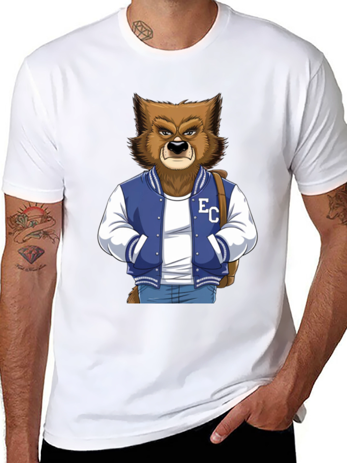 Cool Varsity Werewolf Graphic T-Shirt