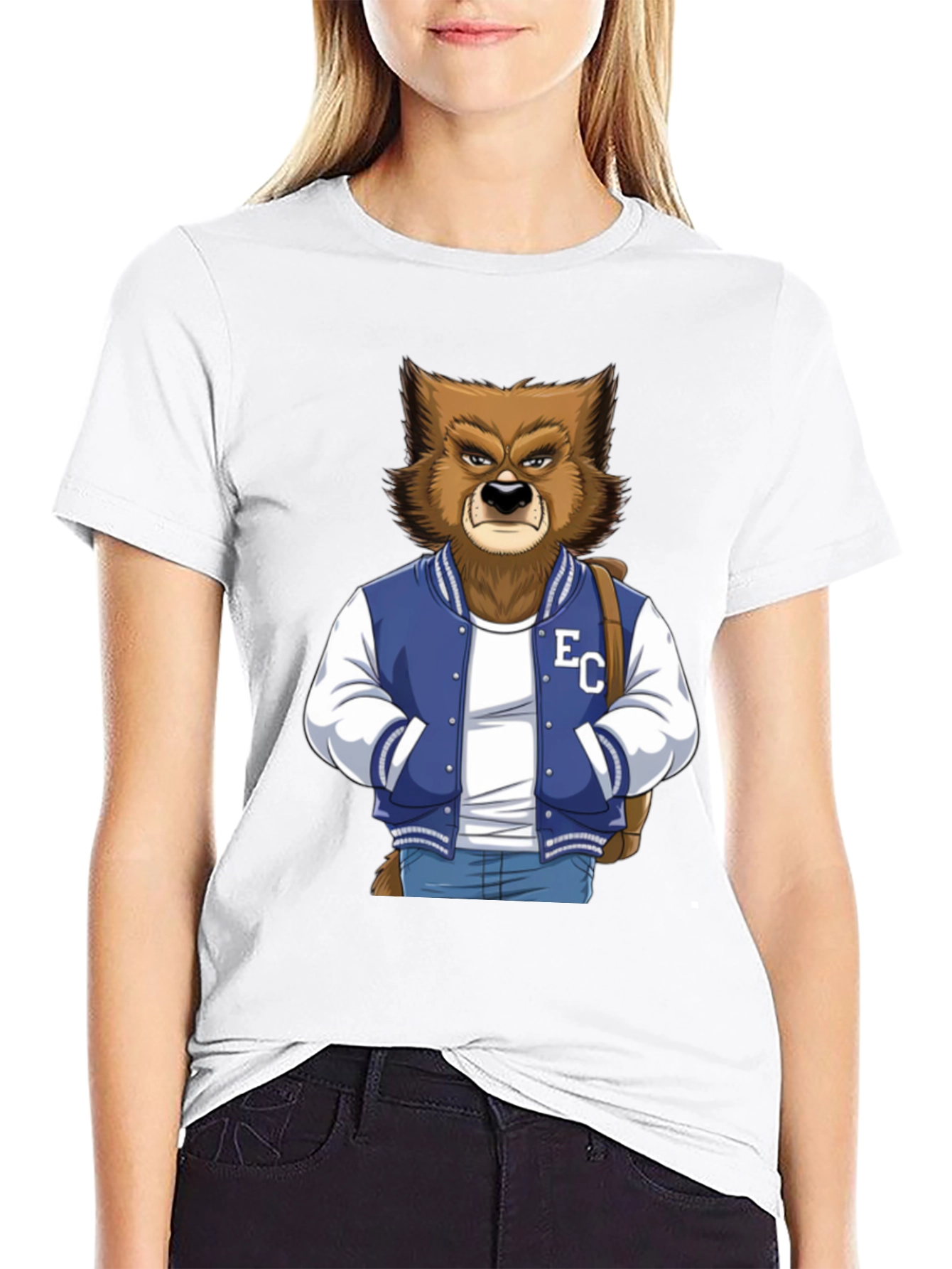 Cool Varsity Werewolf Graphic T-Shirt