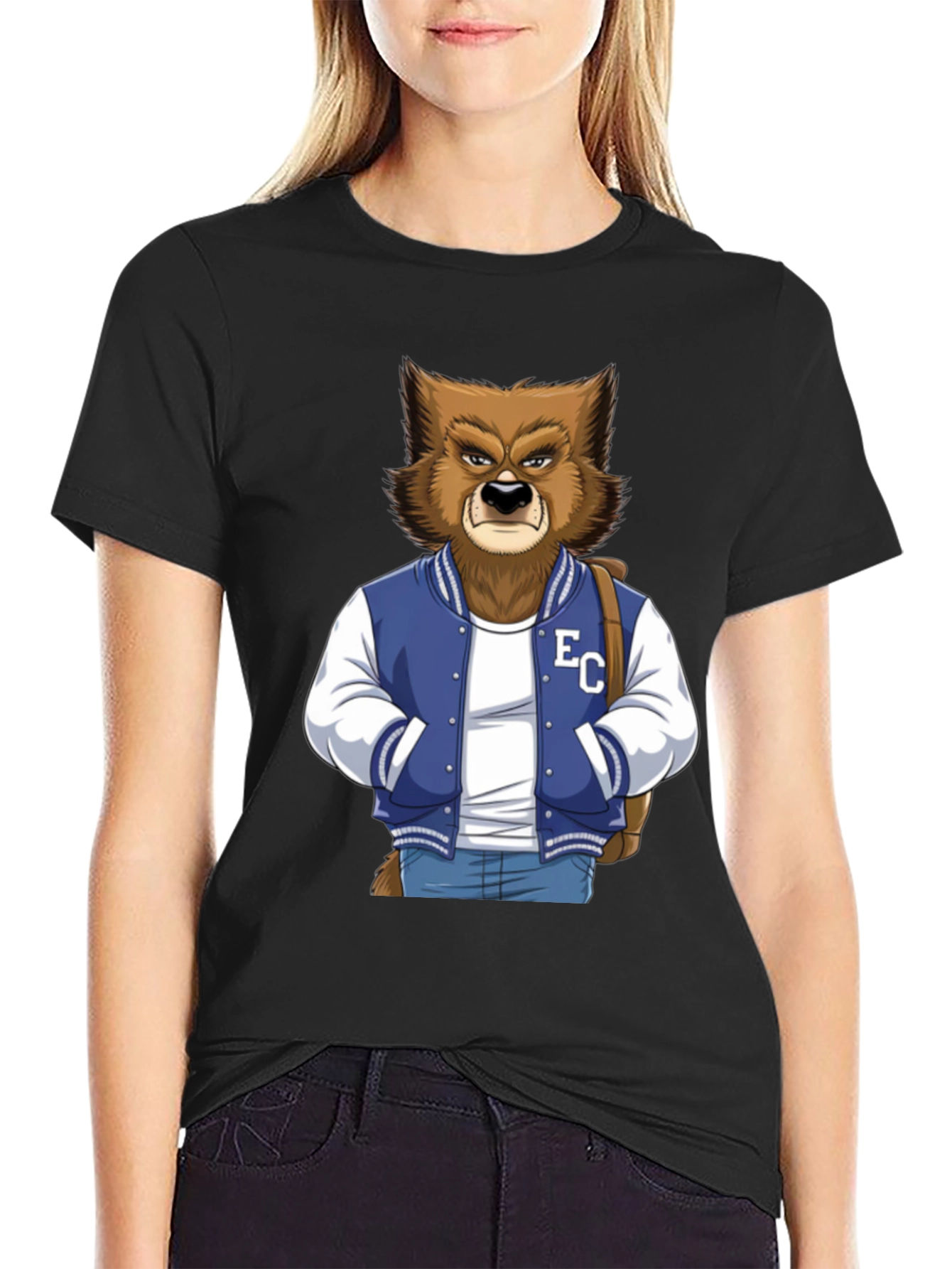 Cool Varsity Werewolf Graphic T-Shirt