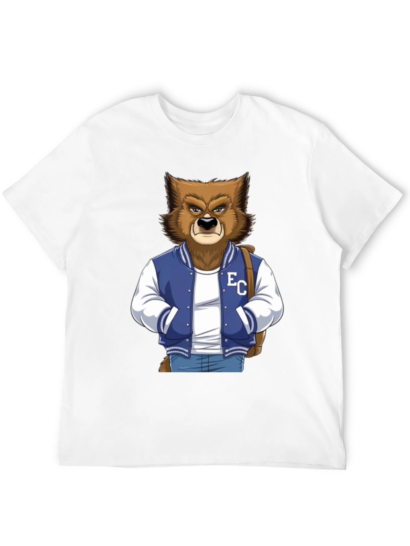 Cool Varsity Werewolf Graphic T-Shirt