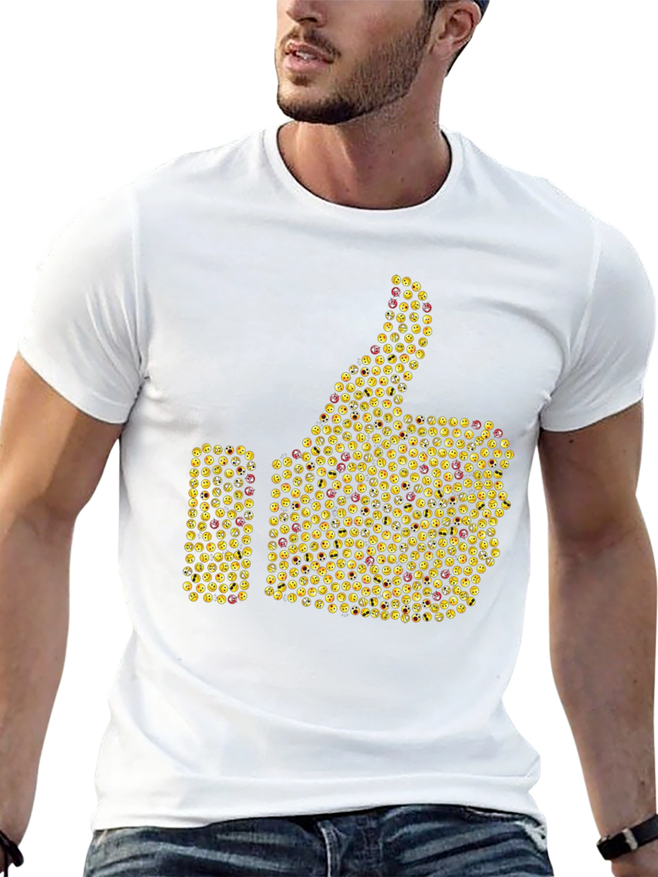 Emoji Thumbs Up Graphic T-Shirt - Black