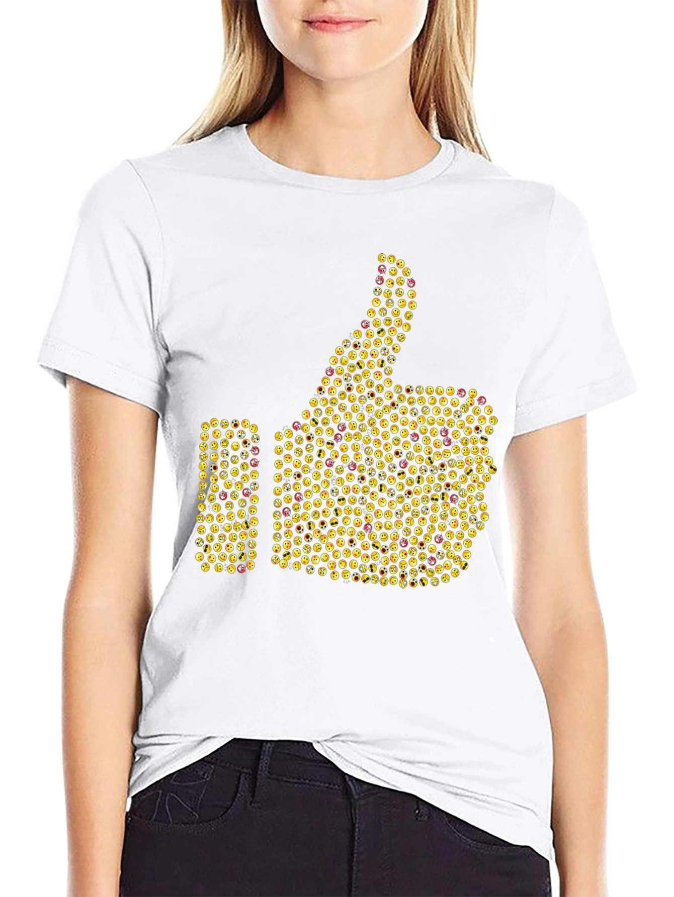 Emoji Thumbs Up Graphic T-Shirt - Black
