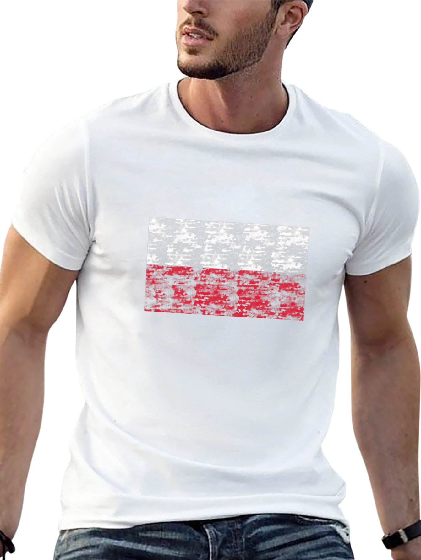 Poland Flag Camo Graphic T-Shirt - Black