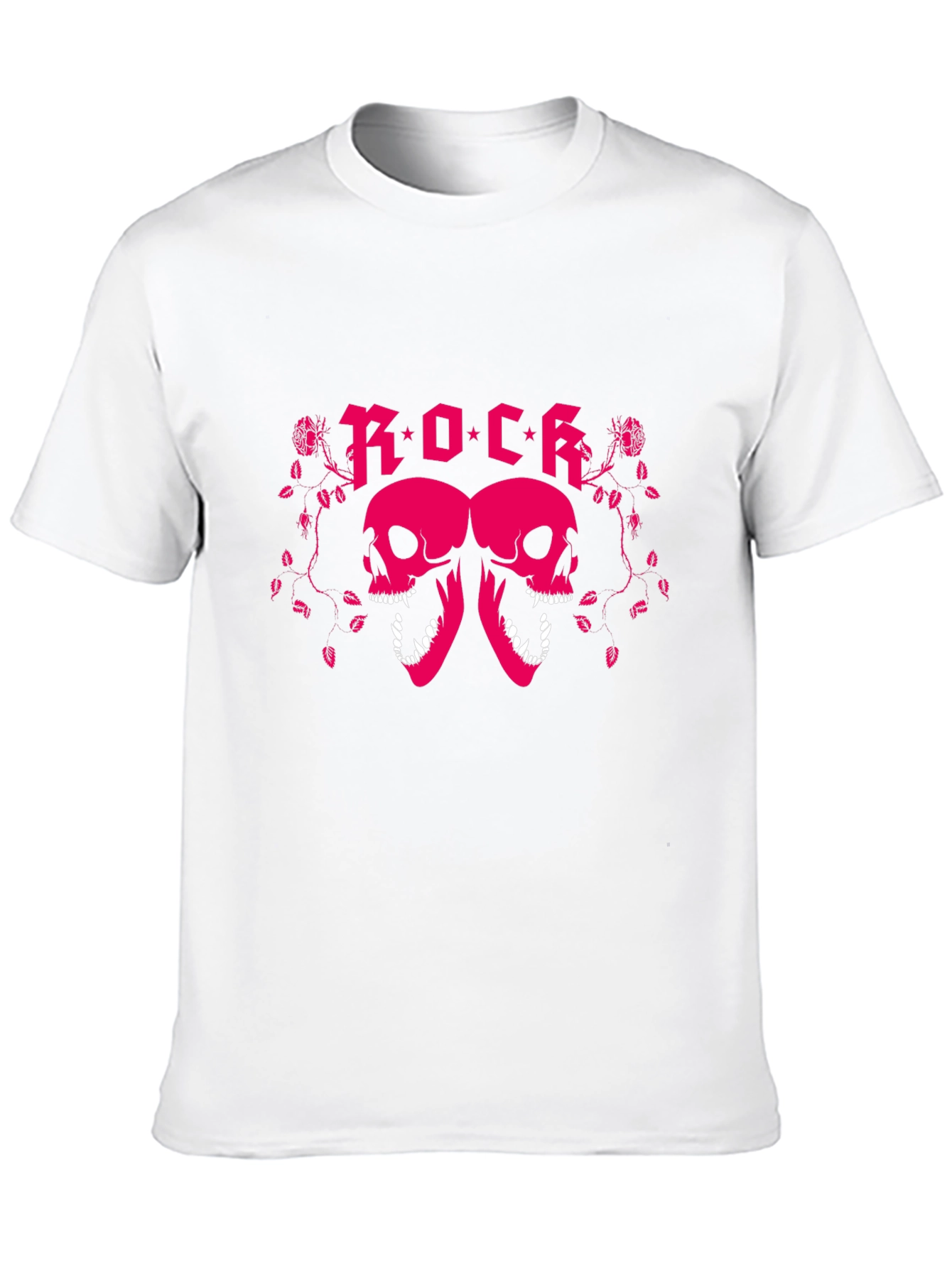 Rock Skull Graphic T-Shirt - Pink Design