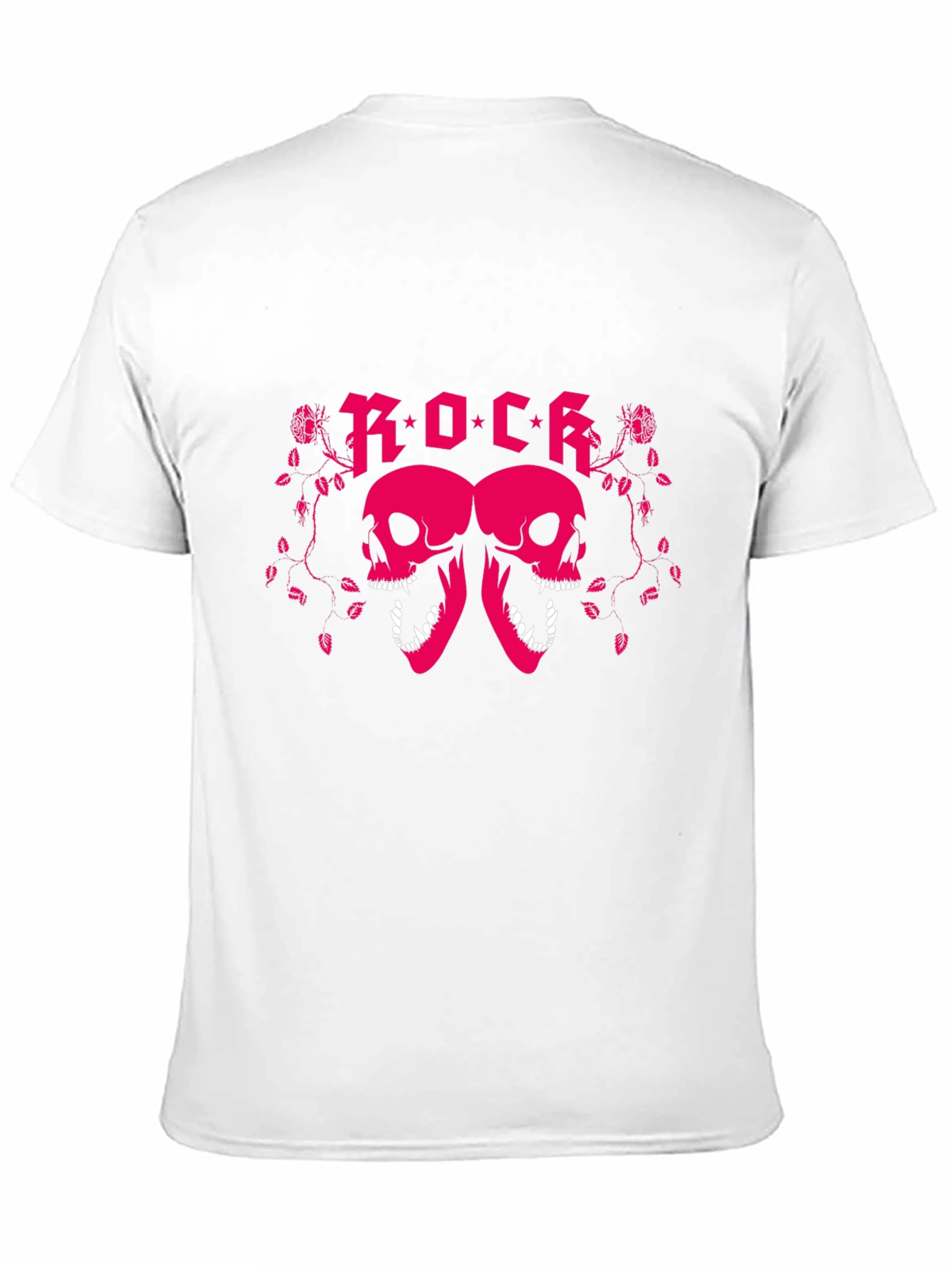 Rock Skull Graphic T-Shirt - Pink Design