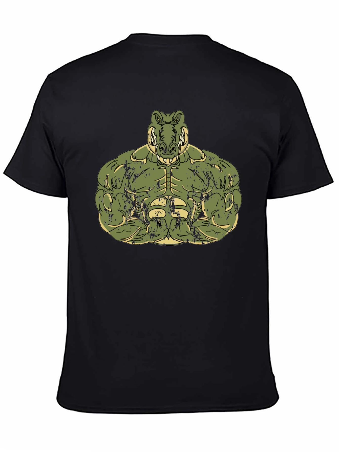 Muscle Alligator Graphic Tee - Black Cotton