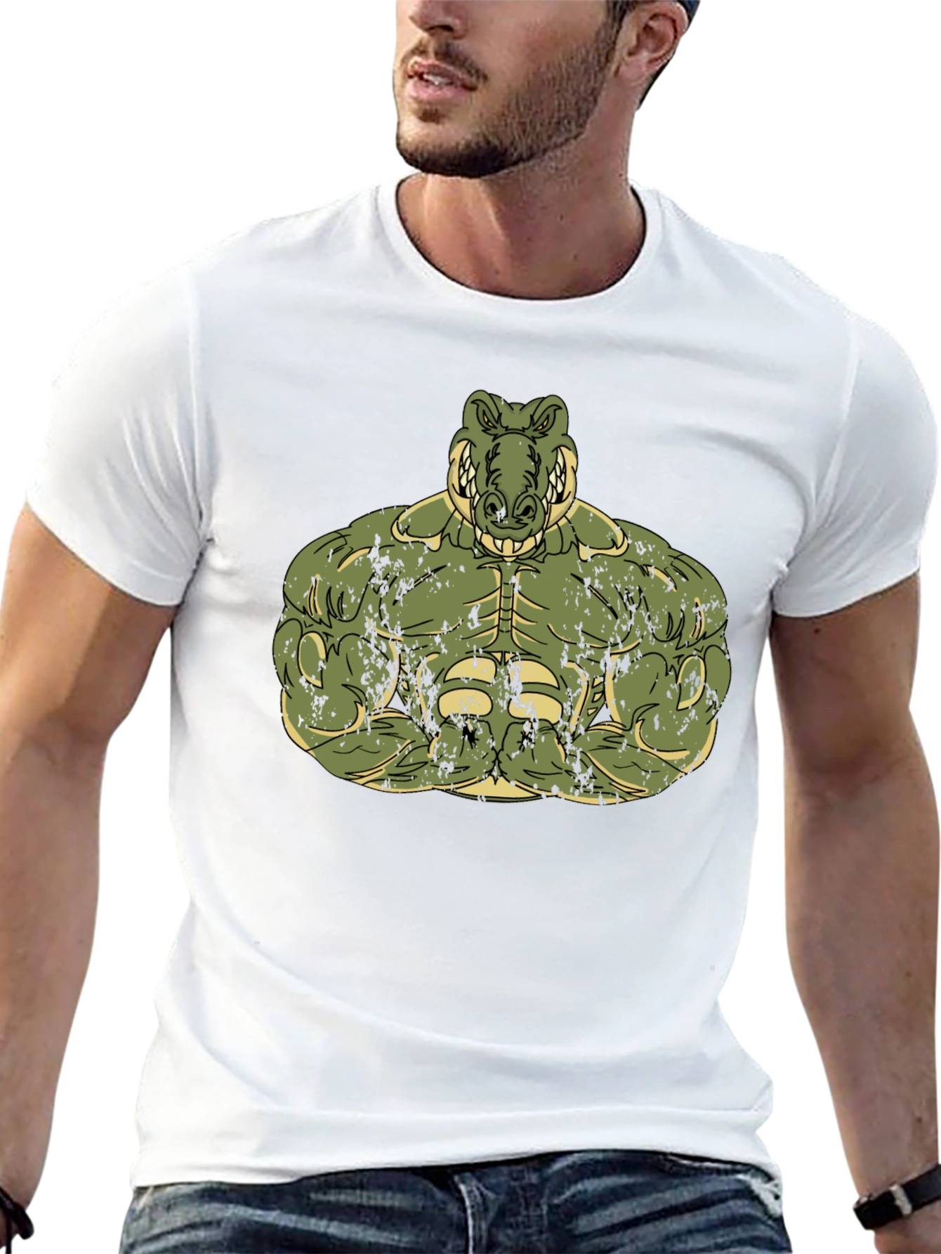 Muscle Alligator Graphic Tee - Black Cotton