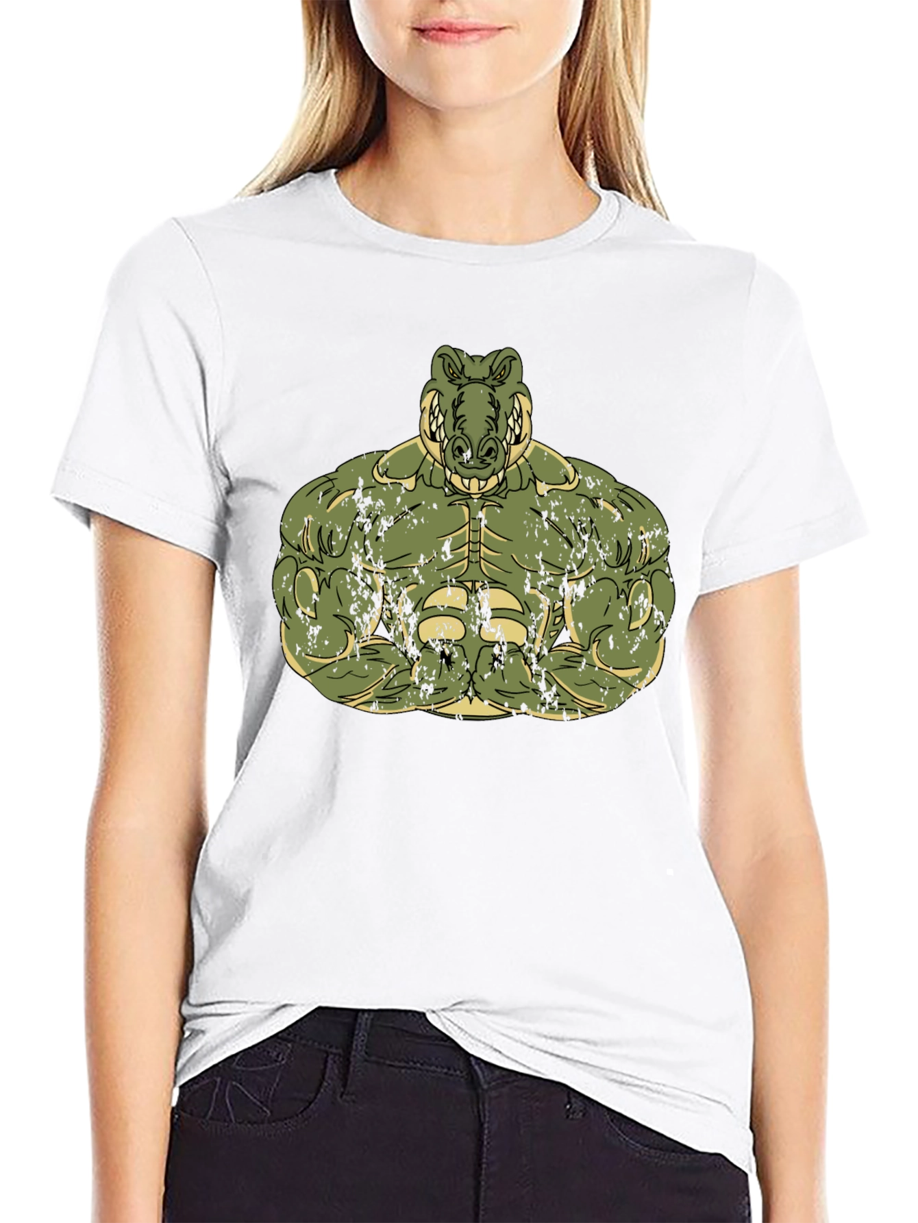 Muscle Alligator Graphic Tee - Black Cotton