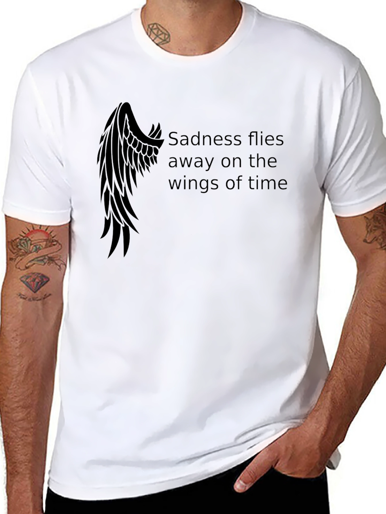 Mens Sadness Flies Away Graphic Tee - Black
