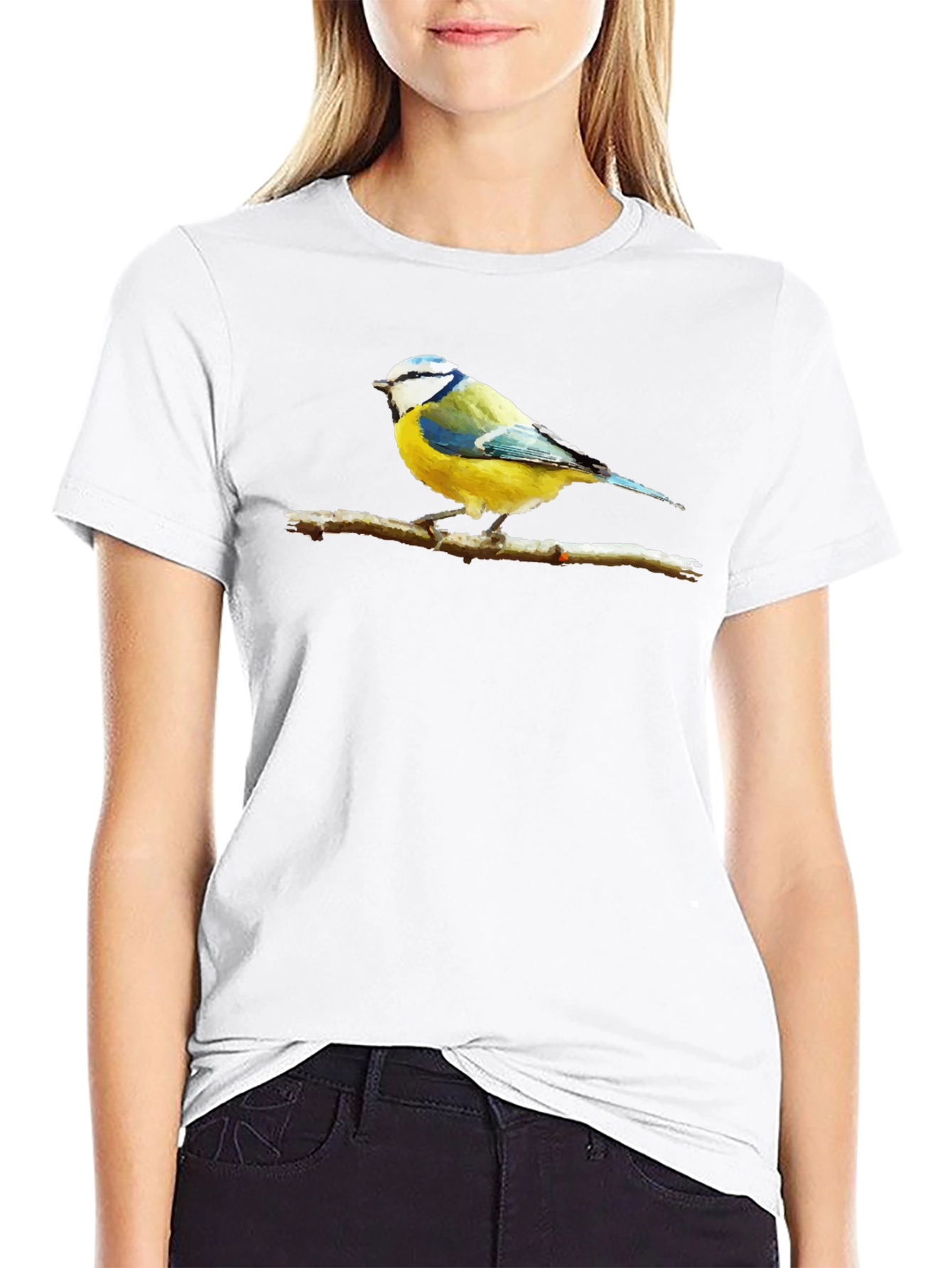 Bird on Branch Graphic Black T-Shirt