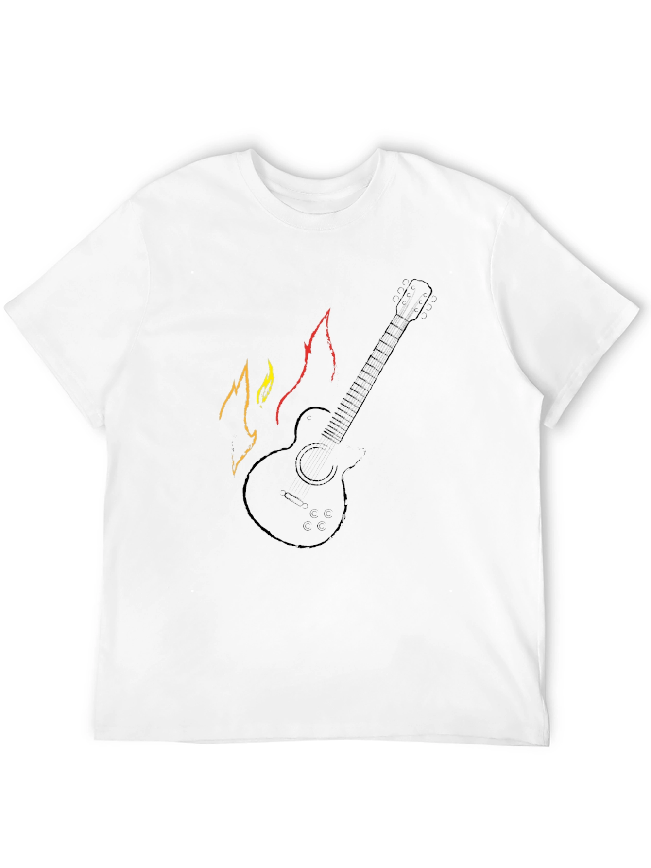 Guitar with Flames Graphic Tee - Black