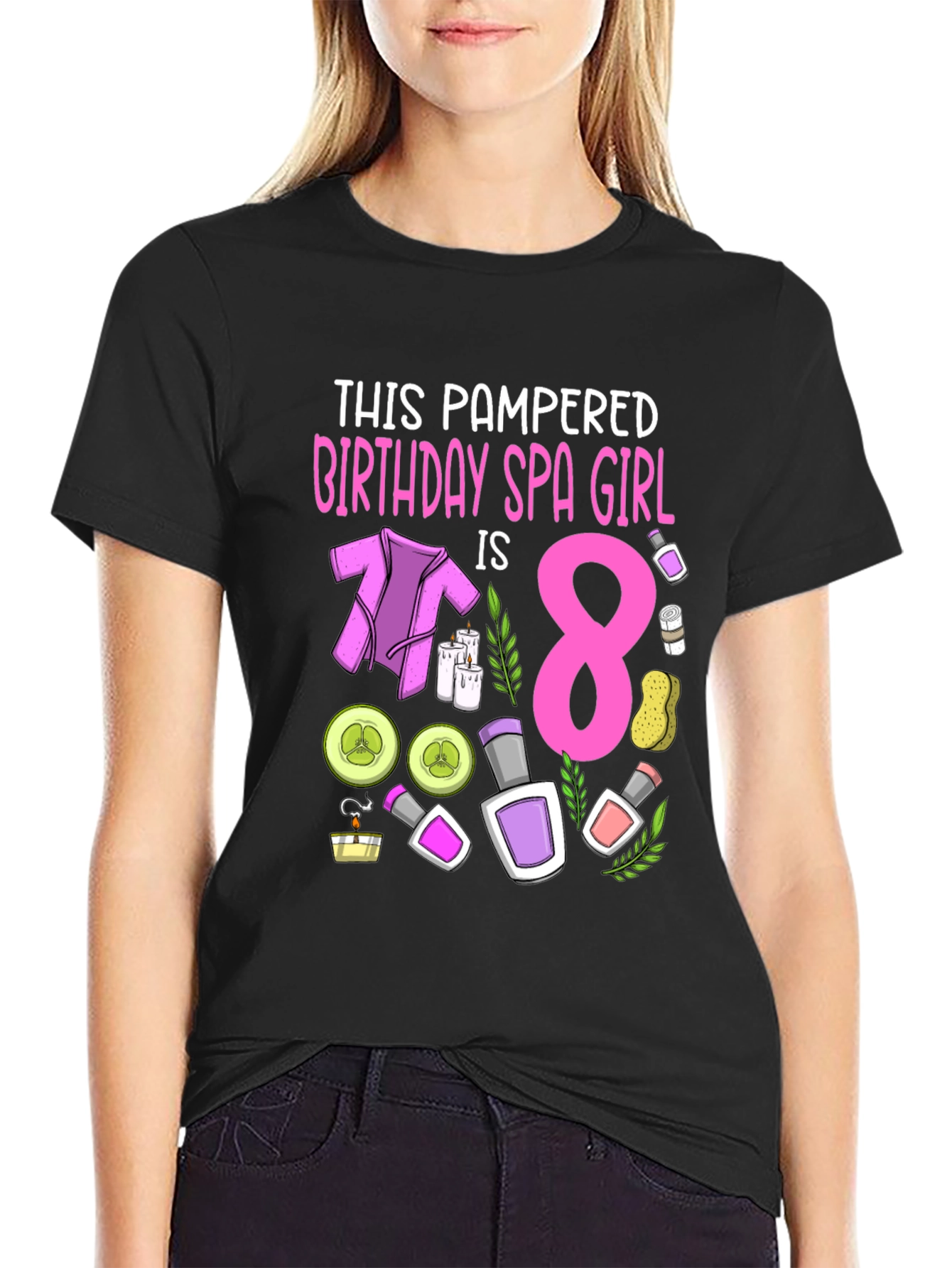 Spa Birthday Girl T-Shirt - Pampered 8 Year Old