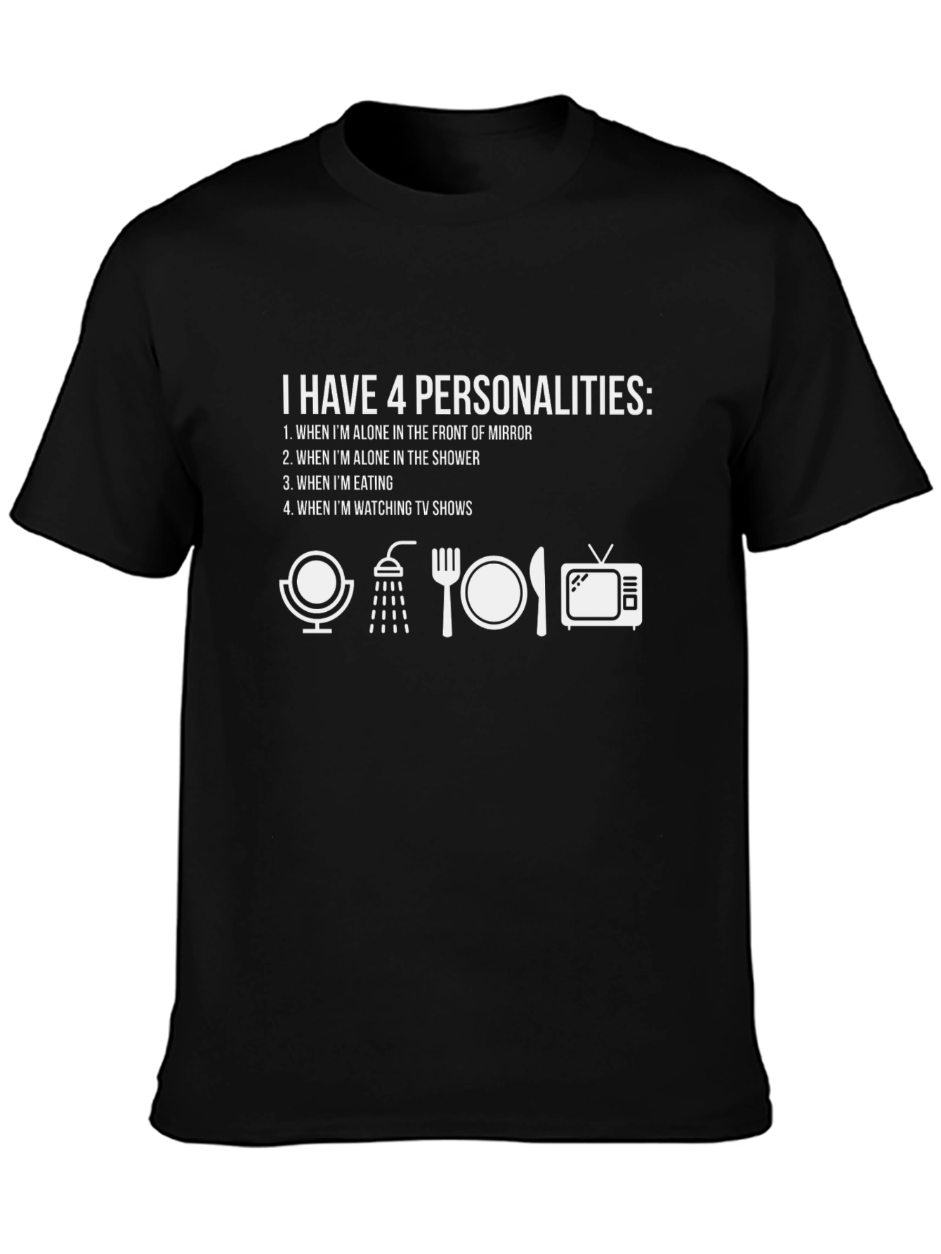 4 Personalities Funny Graphic Tee - Black