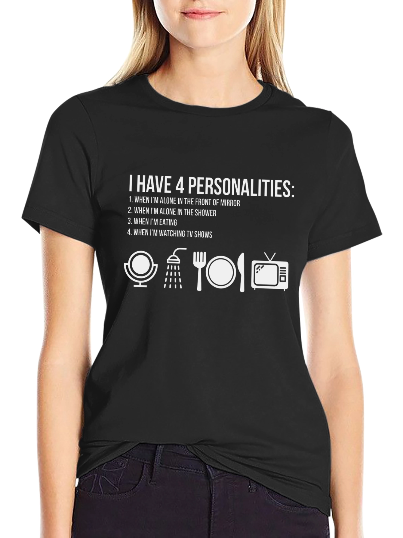 4 Personalities Funny Graphic Tee - Black